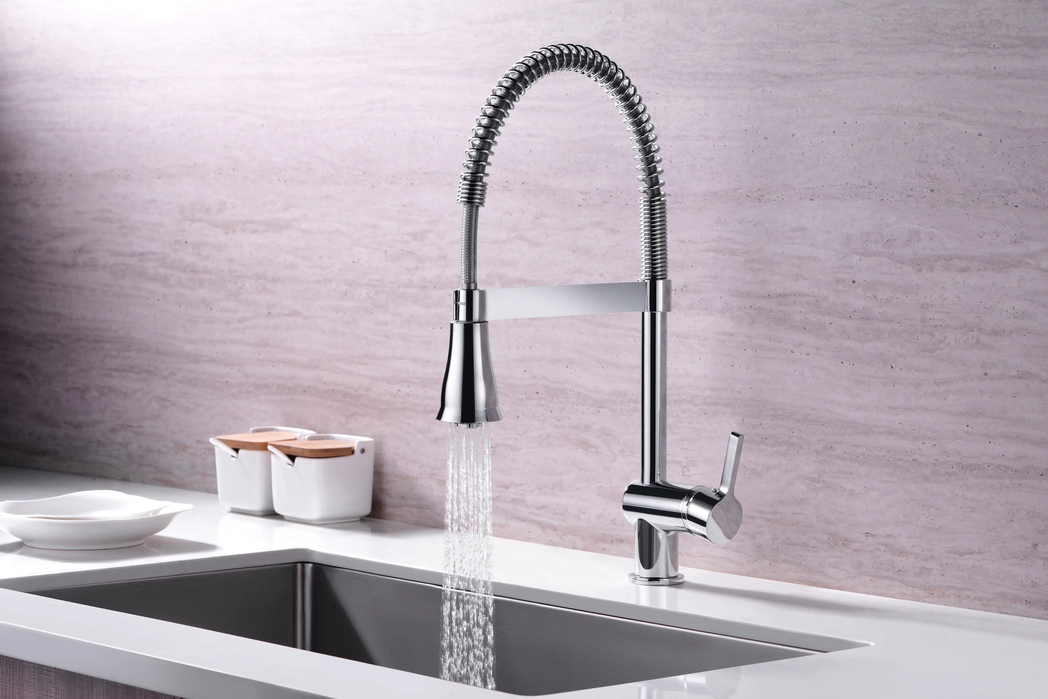 Primaster Küchenarmatur Jena verchromt mit Handbrause und Wassersparfunktion