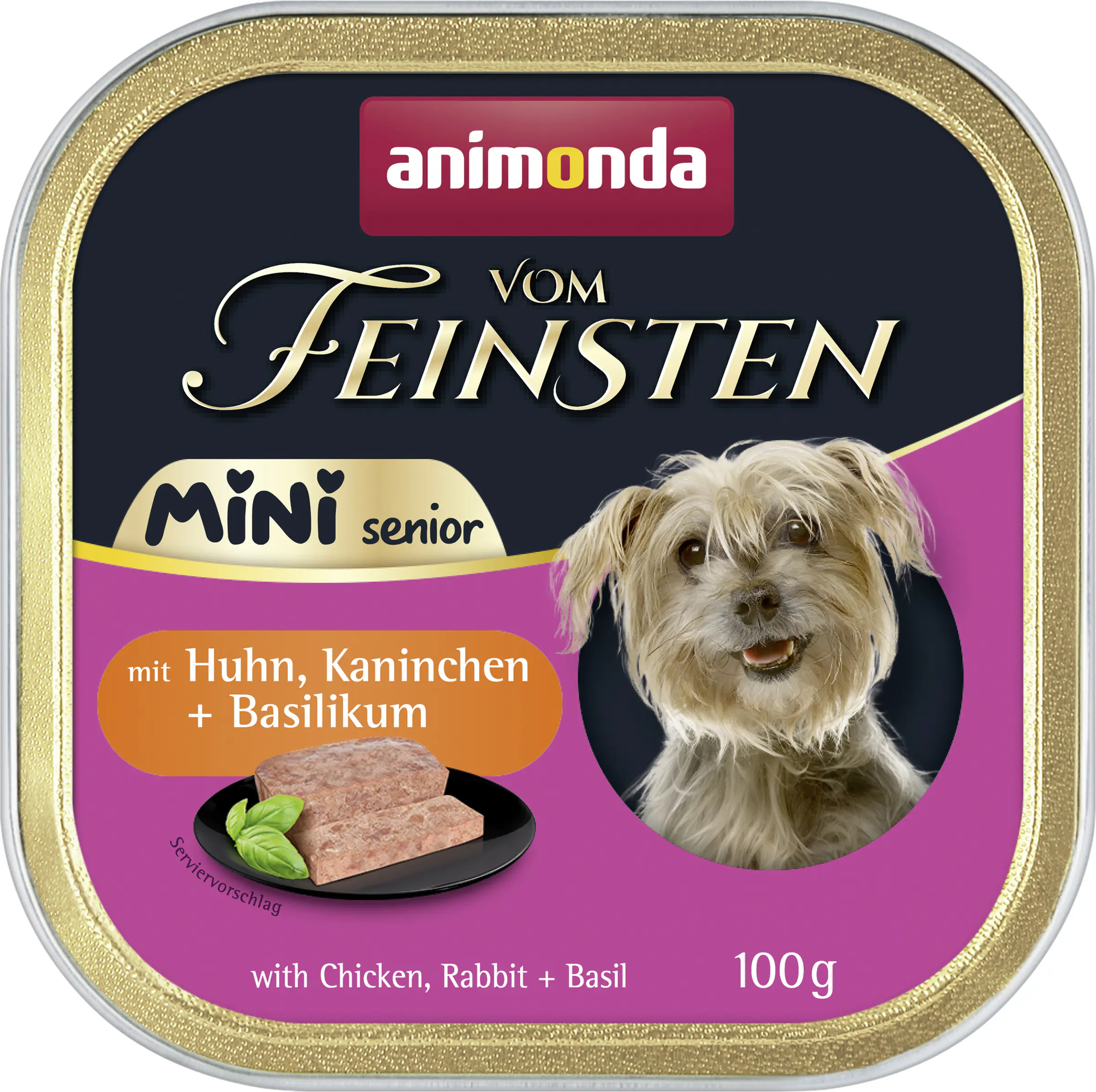 Animonda vom Feinsten Mini Hundenassfutter Senior getreidefrei 100 g Huhn, Kaninchen & Basilikum