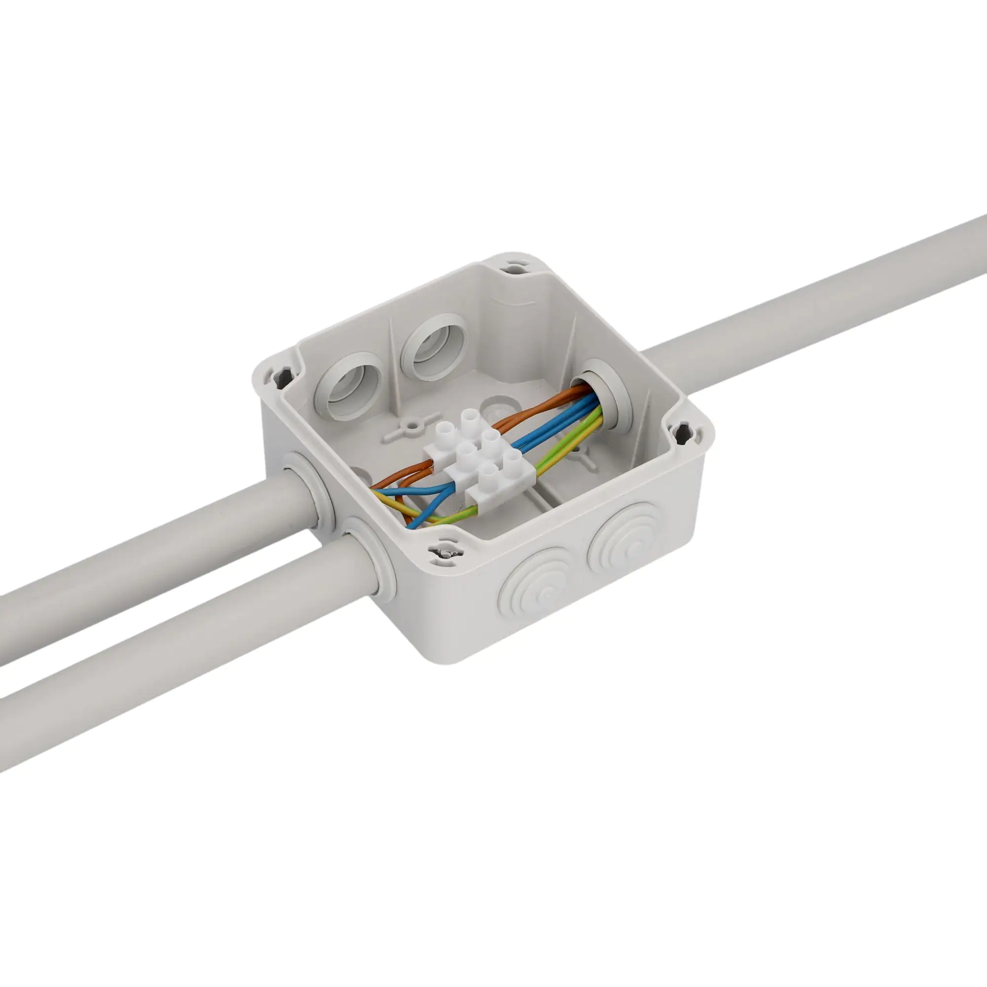 Aufputz-Abzweigdose IP65 mit Schraubdeckel 120 x 120 x 72 mm grau