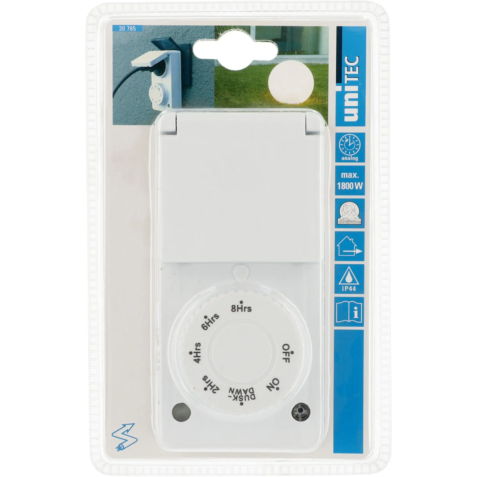 Zeitschaltuhr Countdown- und Dämmerungsfunktion weiß mechanisch, weiß, IP44