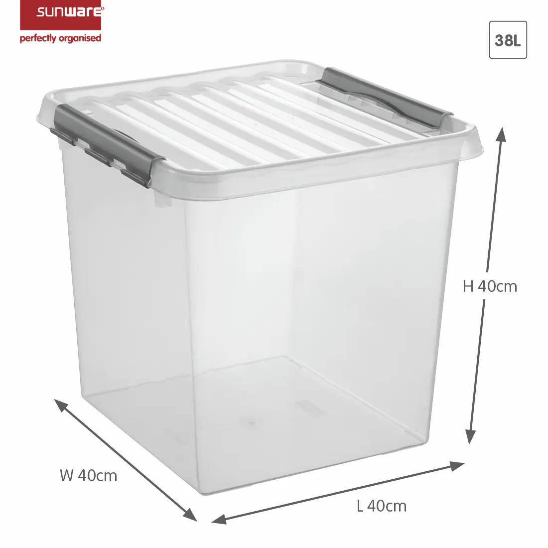 Sunware Aufbewahrungsbox Q-Line mit Deckel 40 x 40 cm 38 L transparent