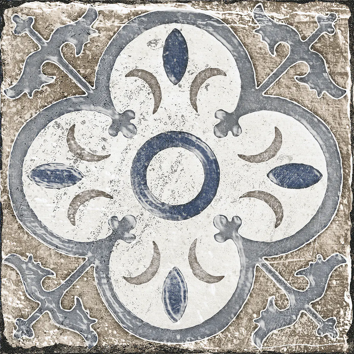 Bodenfliese Feinsteinzeug Marrakesh 20 x 20 cm blau-beige