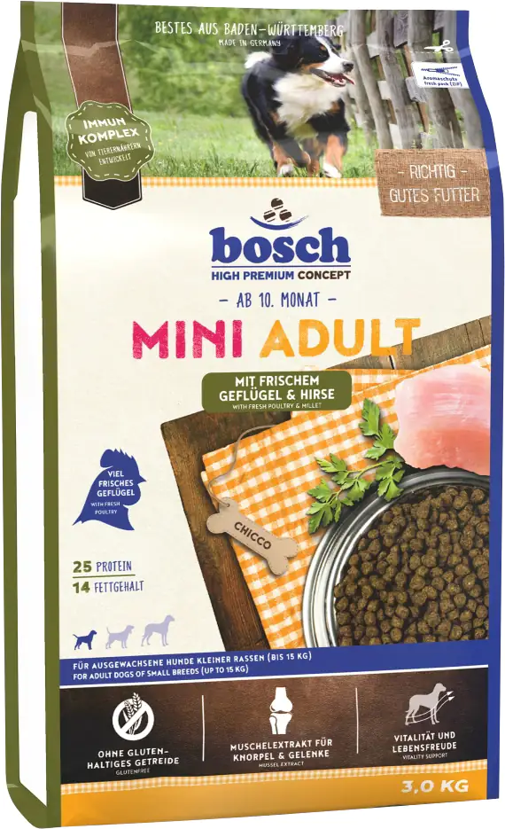 Bosch Hundetrockenfutter Adult Mini 3 kg Geflügel & Hirse