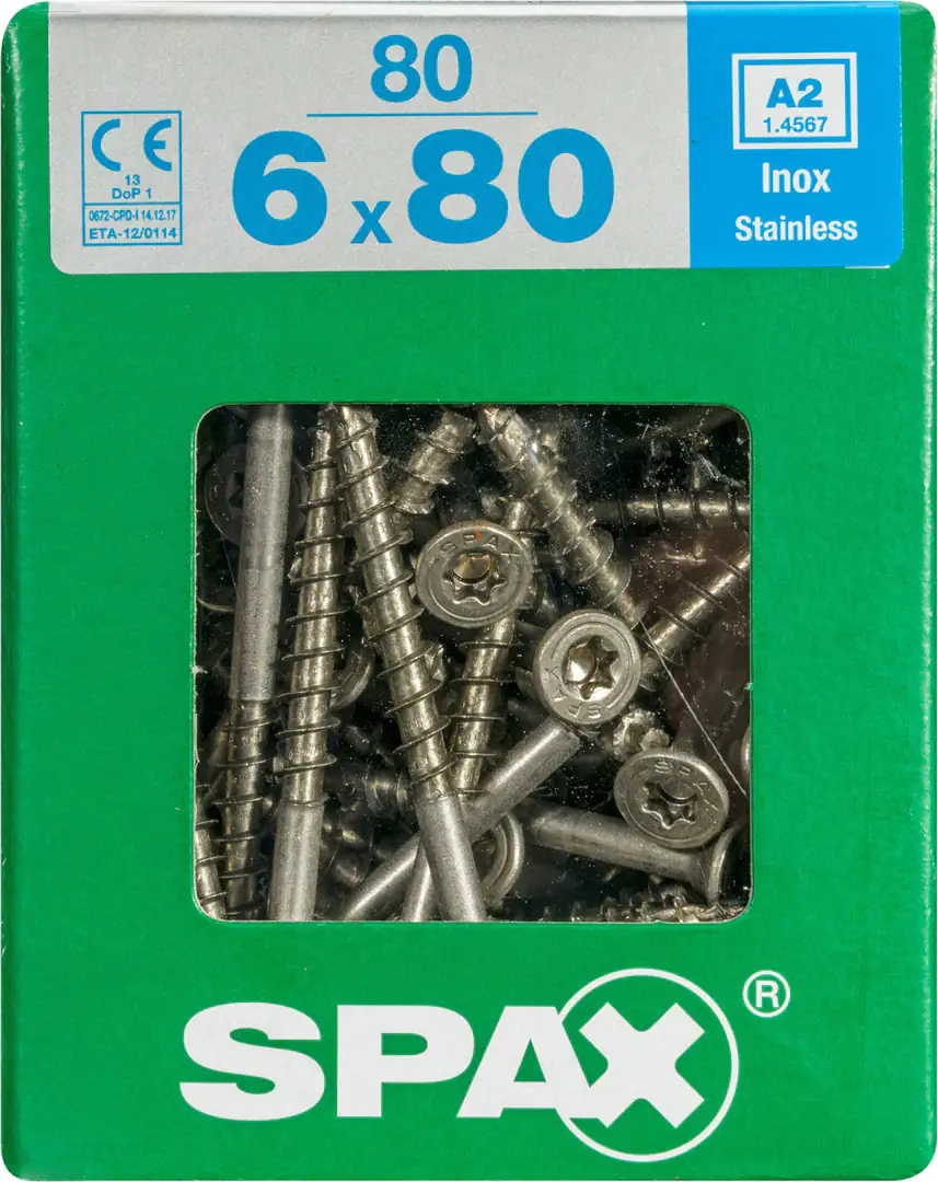 Spax Universalschrauben 6.0 x 80 mm TX 30 - 80 Stück Edelstahl