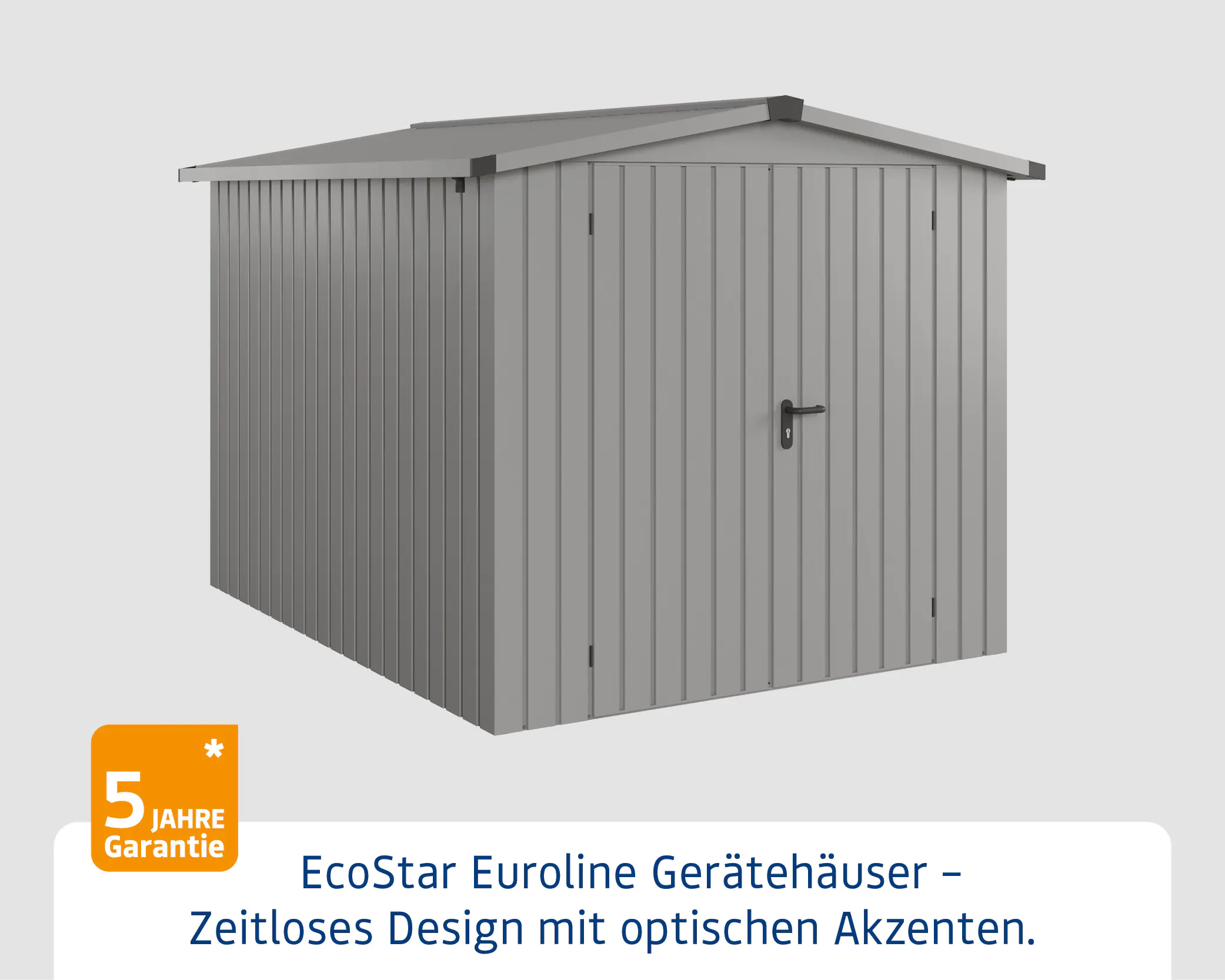 EcoStar Metallgerätehaus Euroline ESD6 aluminiumgrau 214 x 262 cm 2-flg.