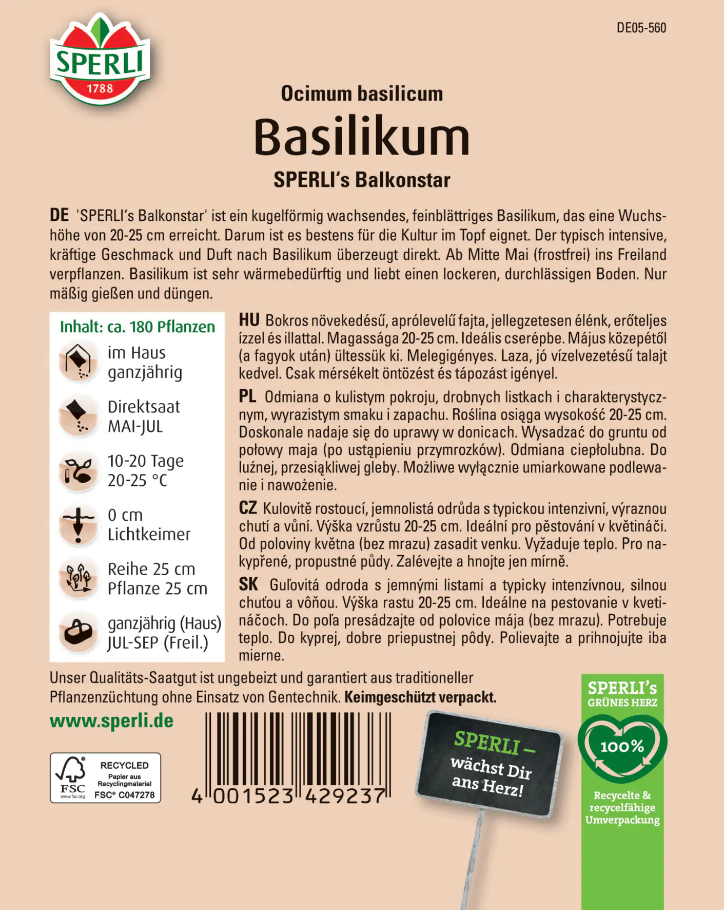 Sperli Basilikum Sperli 's Balkonstar