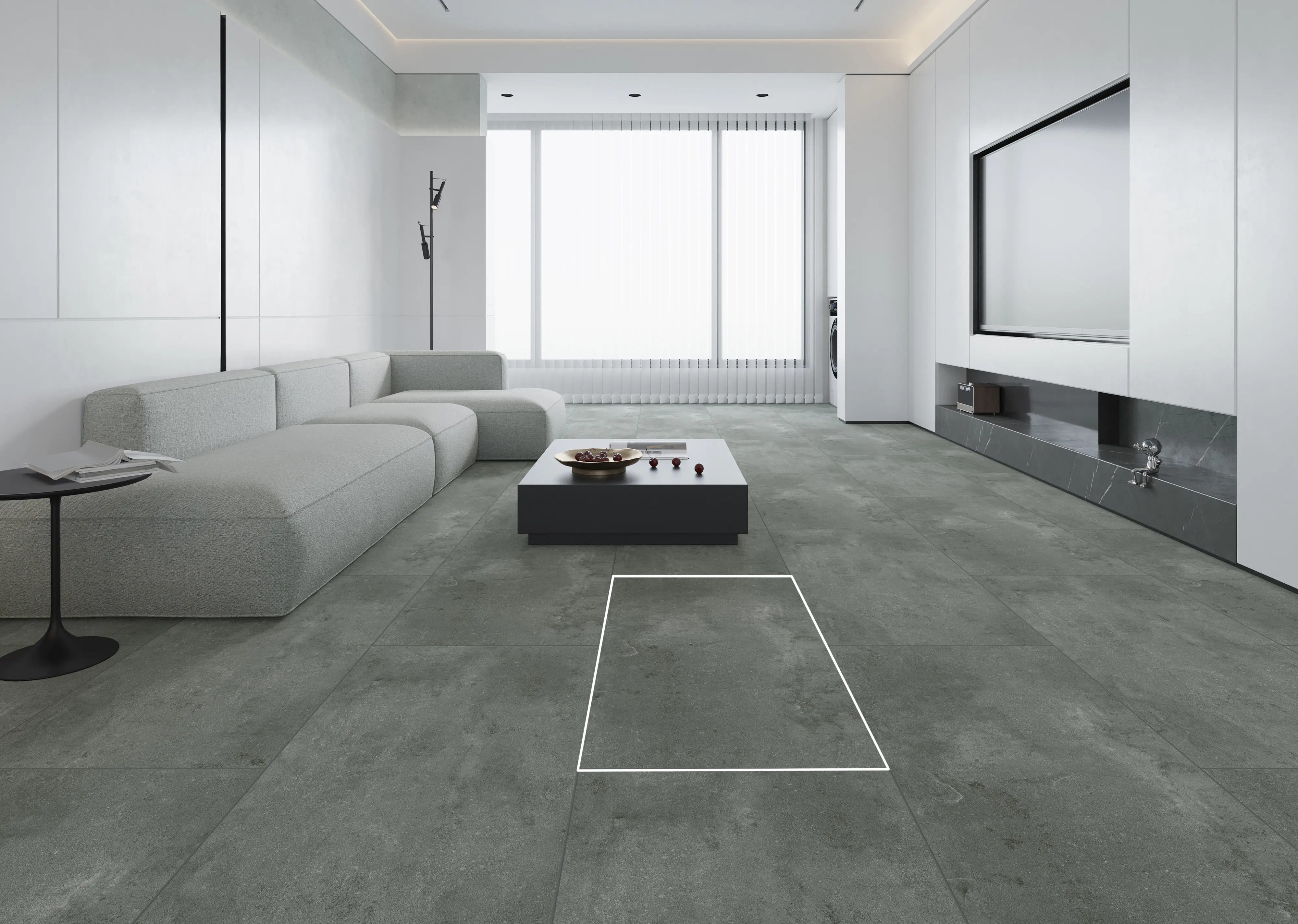 Decoflooring Vinylboden Fliese Silent XXL Grey Concrete mit Trittschalldämmung