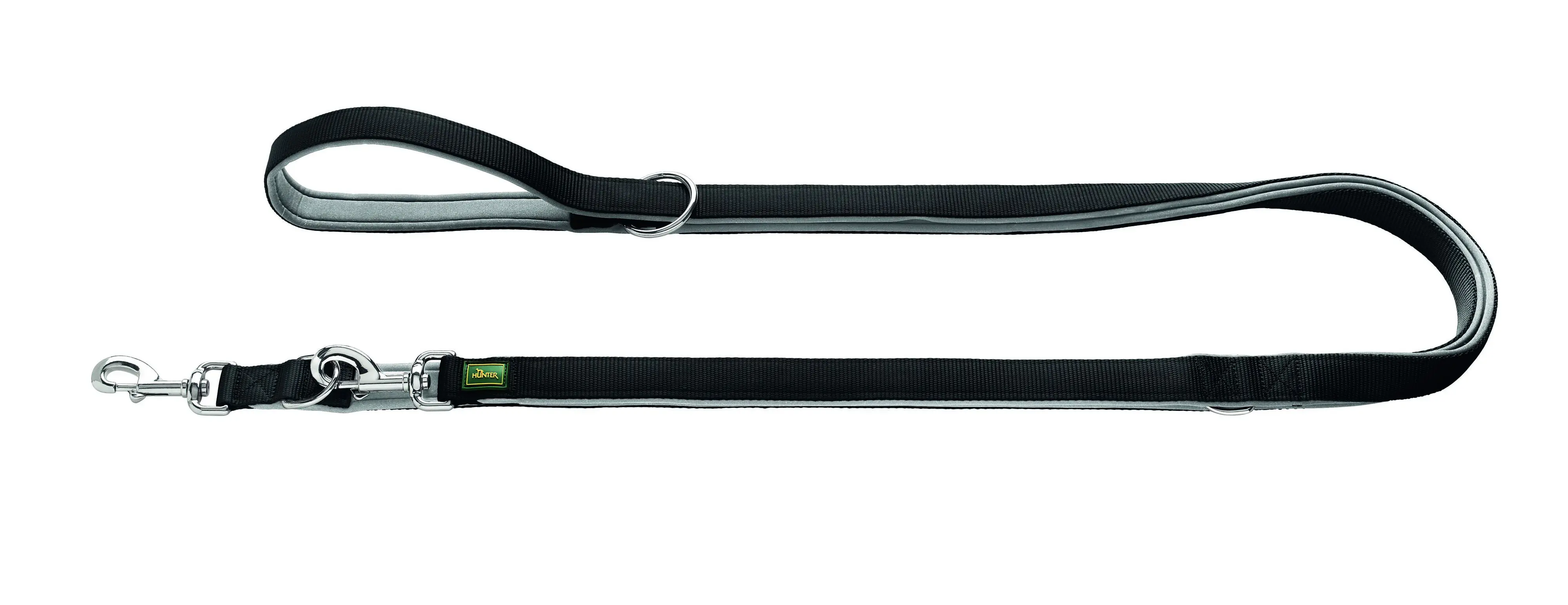 Hunter Hundeleine Führleine verstellbar Neopren 2 m x 1,5 cm schwarz/grau