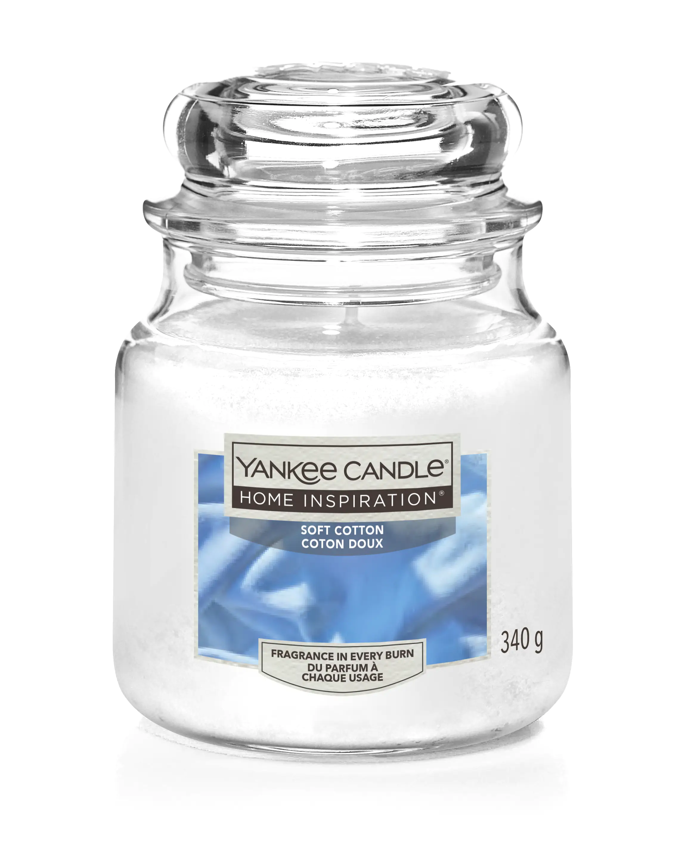 Yankee Candle Duftkerze Mittleres Glas Soft Cotton 340 g, weiß