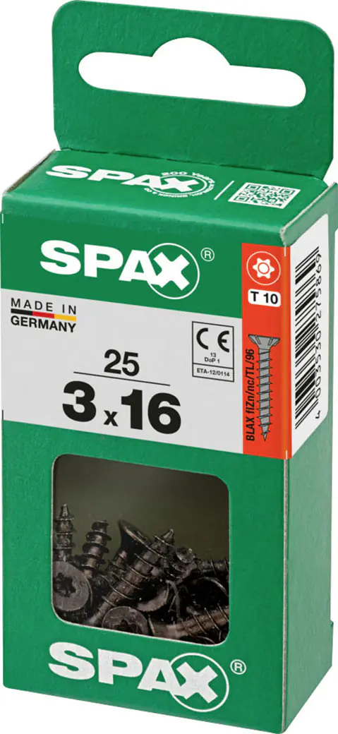 Spax Universalschrauben 3 x 16 mm T10 Vollgewinde - 25 Stk.
