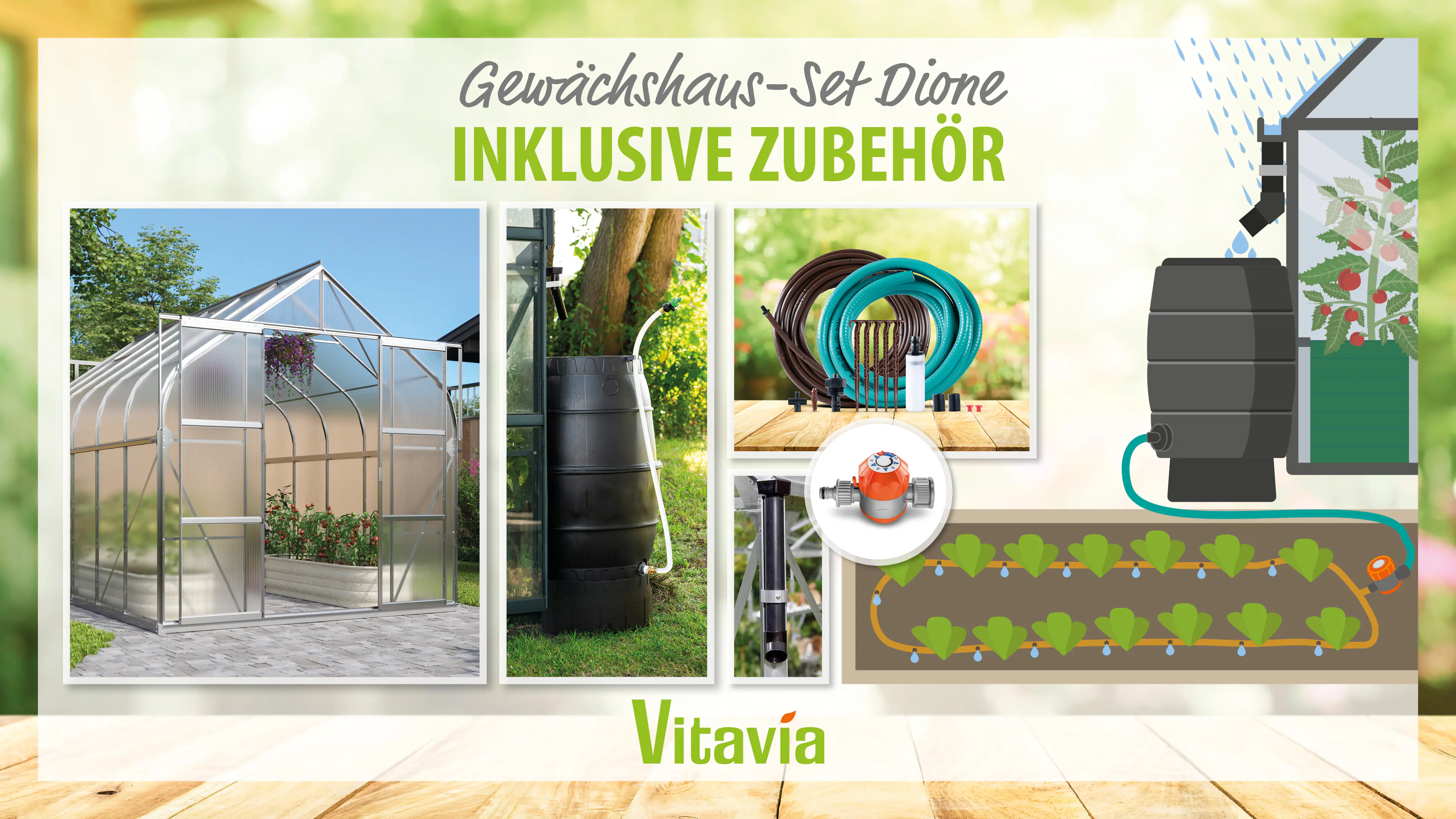 Vitavia Gewächshaus-Set Dione 9900 HKP 4 mm alu 254 x 378 cm 