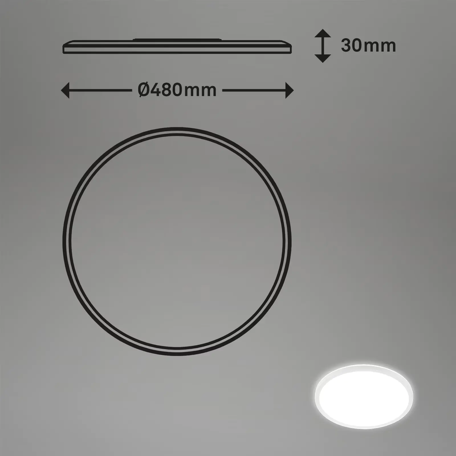 Briloner LED Panel Slim Ø 48 cm, weiß, ultraflach