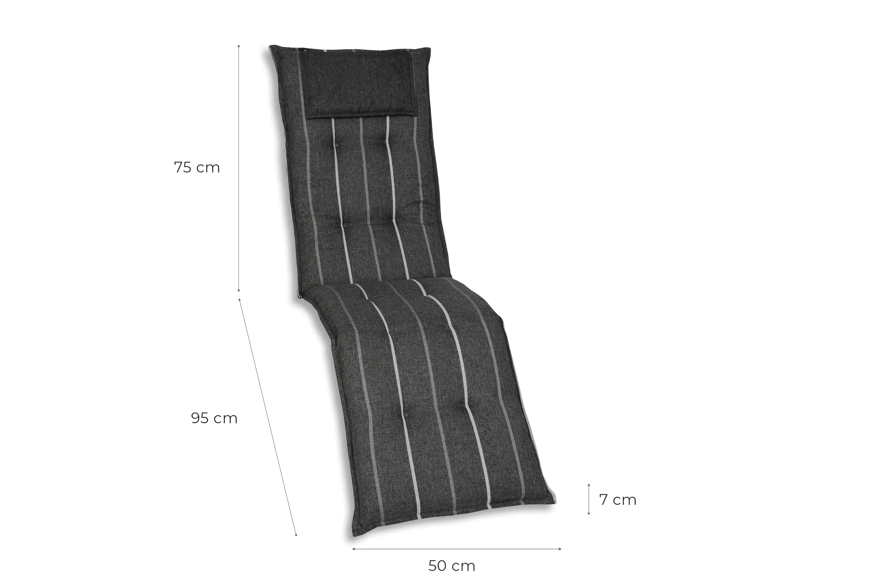 GO-DE Relax-Auflage 170 cm x 50 cm x 7 cm, grau, anthrazit