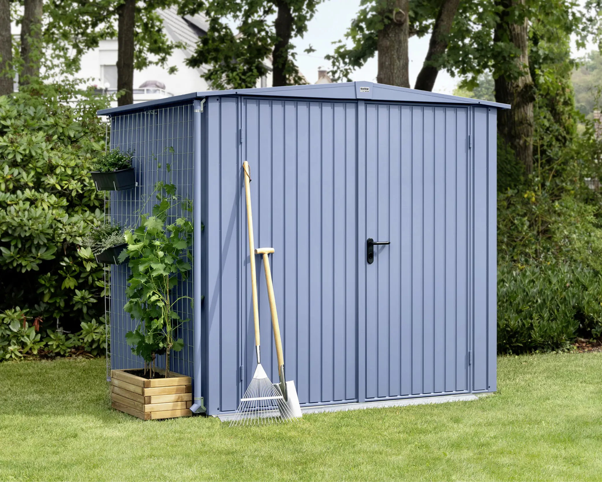 EcoStar Gerätehaus Trend-S Typ 2 258,8 x 247,7 x 216 cm taubenblau
