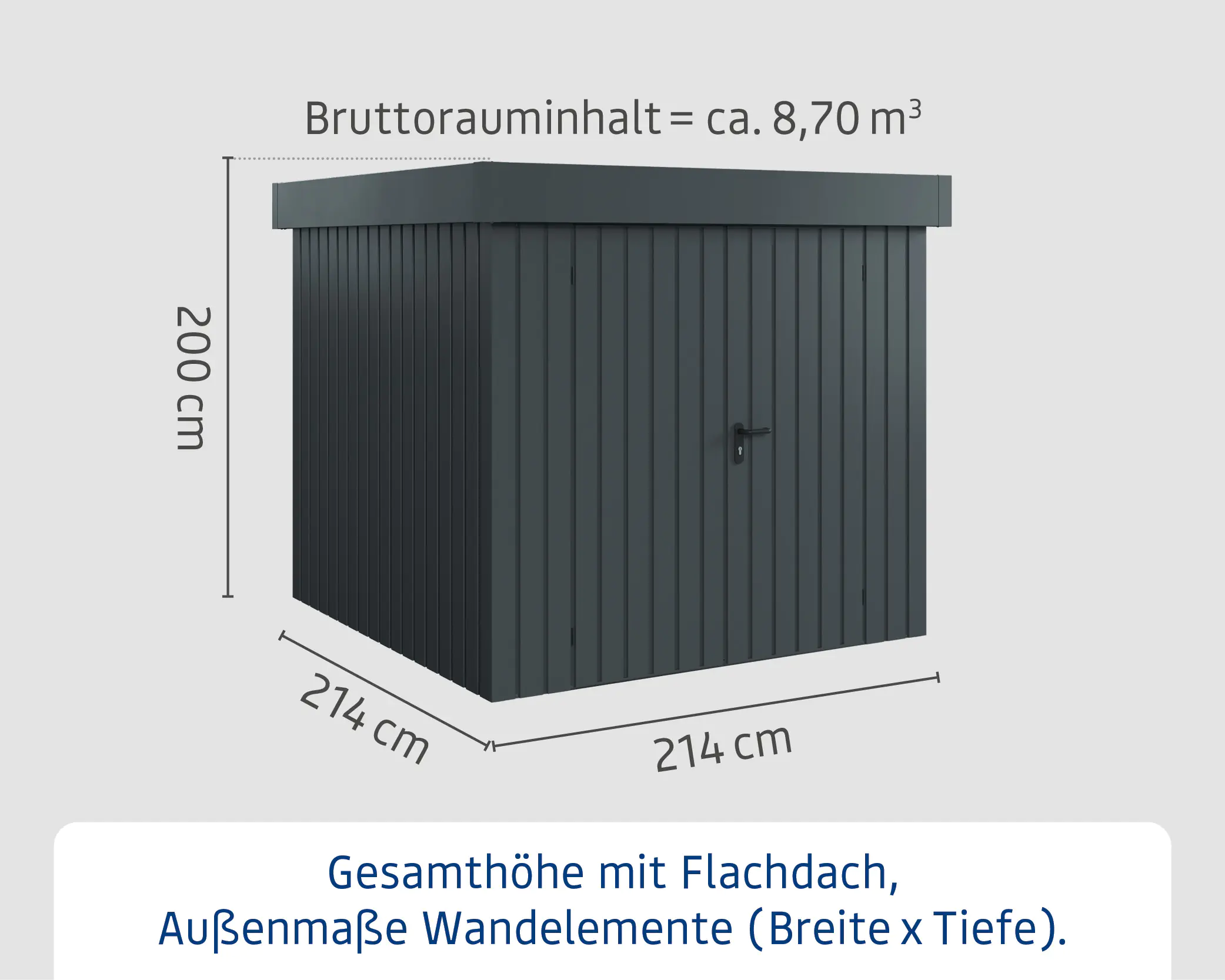 EcoStar Metallgerätehaus Euroline EFD5 anthrazit 214 x 214 cm 2-flg.