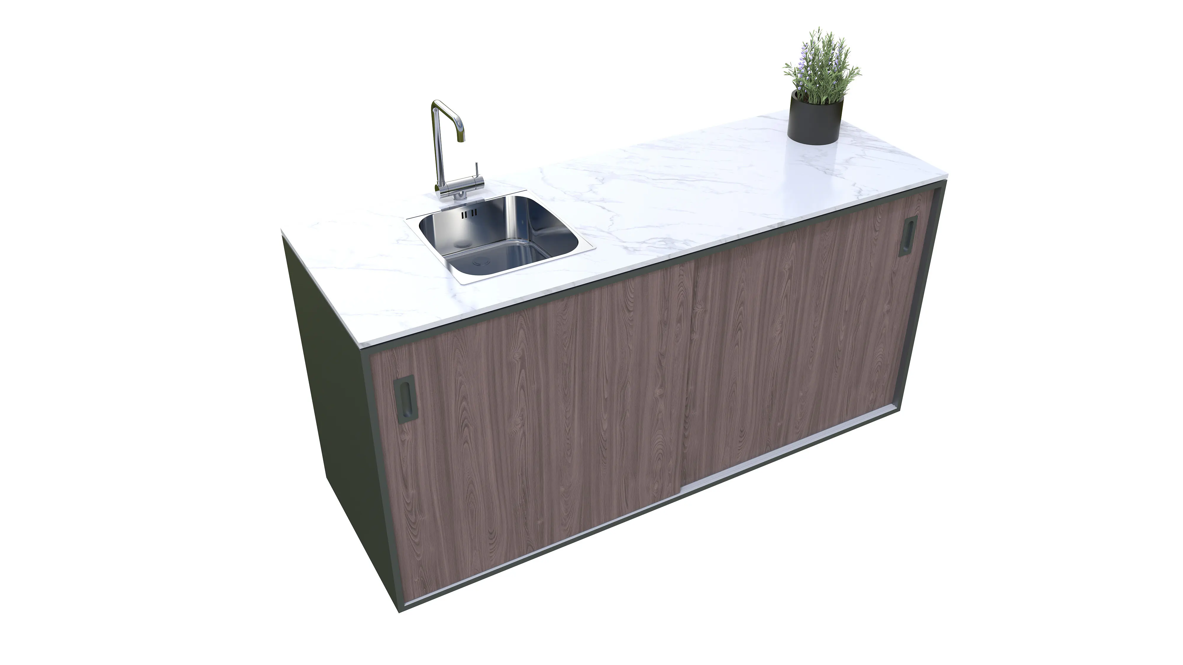 Bellano Living Element für Outdoorküchen inkl. Spüle links und 2 Türen walnuss
