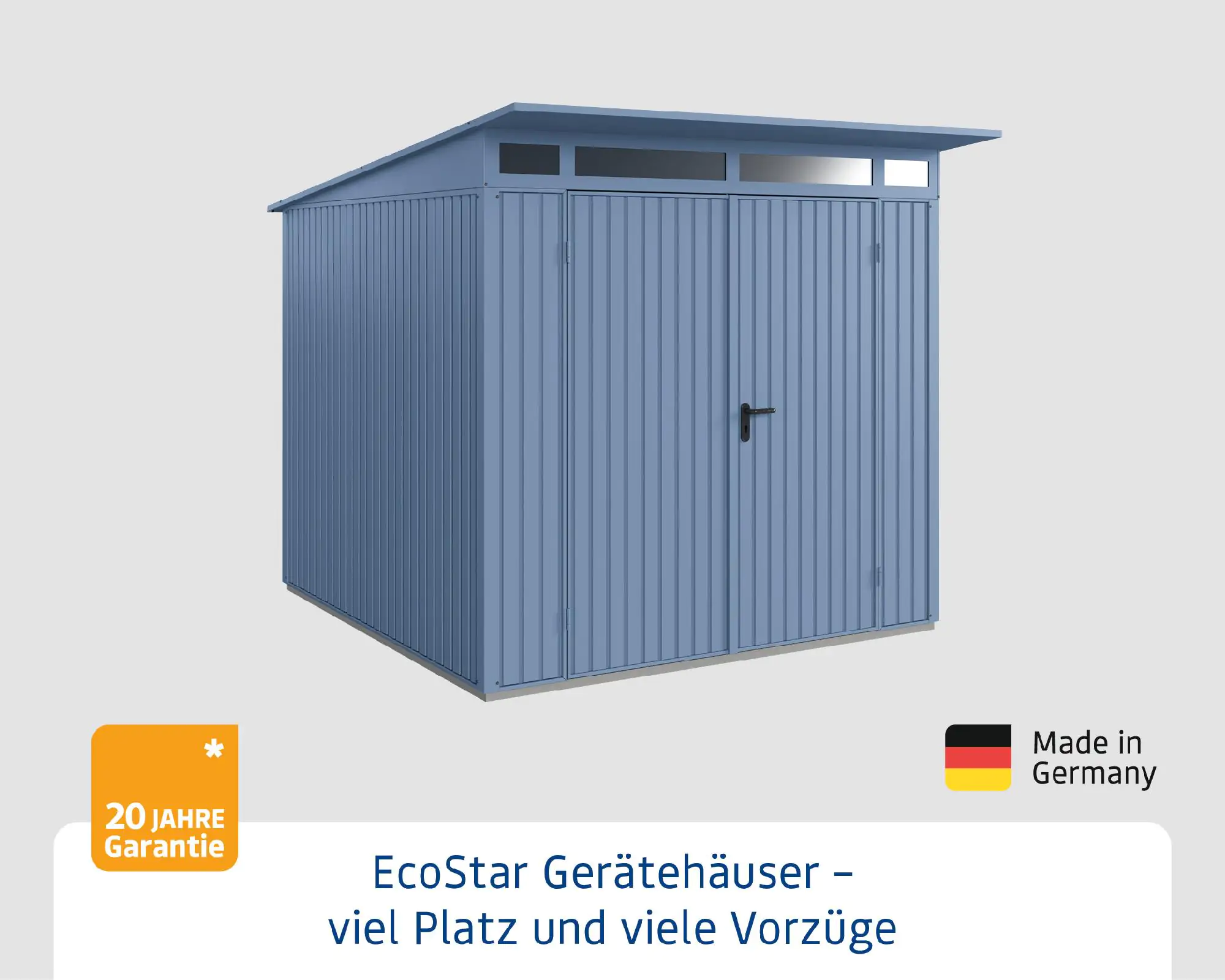 EcoStar Gerätehaus Trend-P Typ 2 taubenblau 247,9 x 283,4 x 232,3 cm