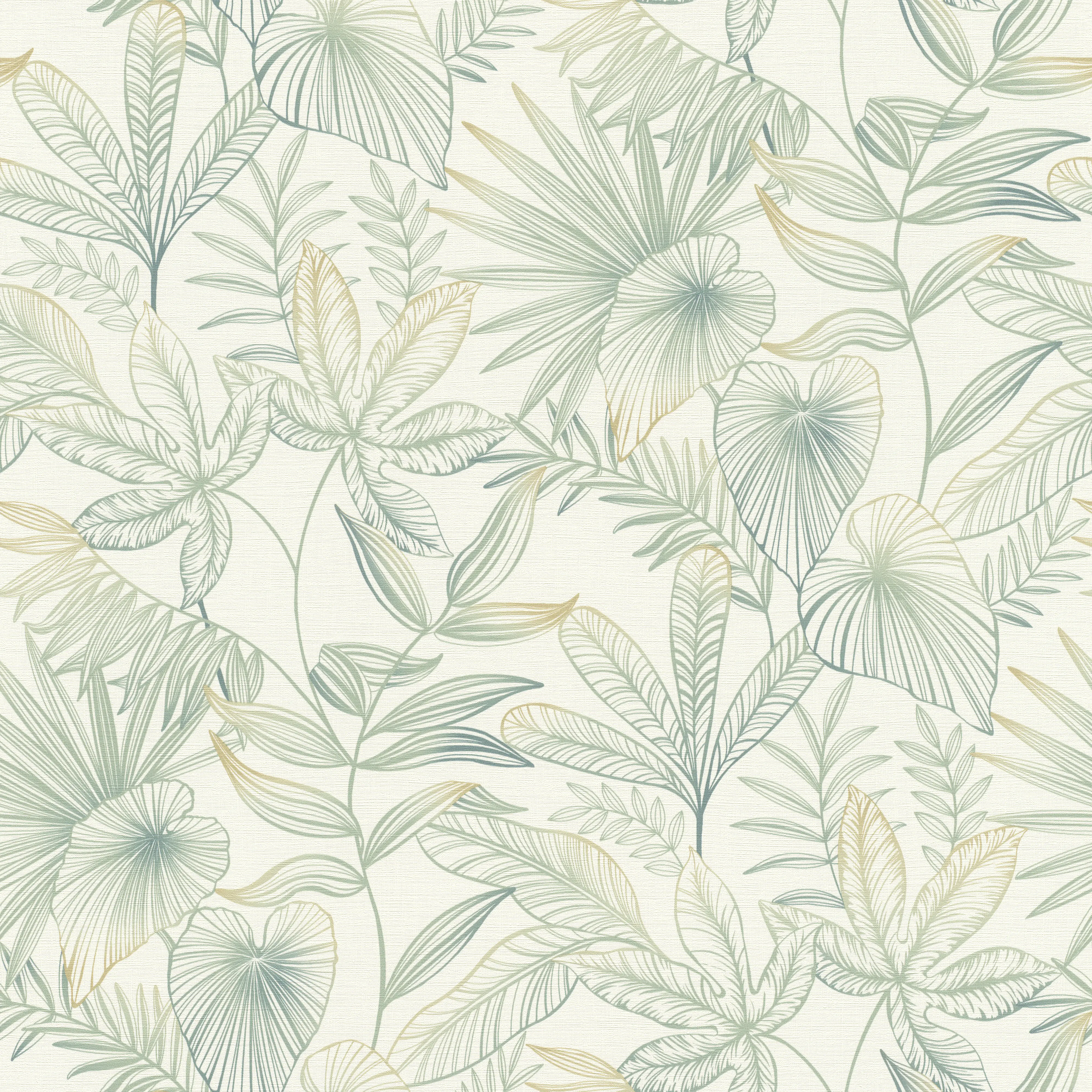 Rasch Vliestapete Country Charme tropische Blätter blau grün 10,05 x 0,53 m