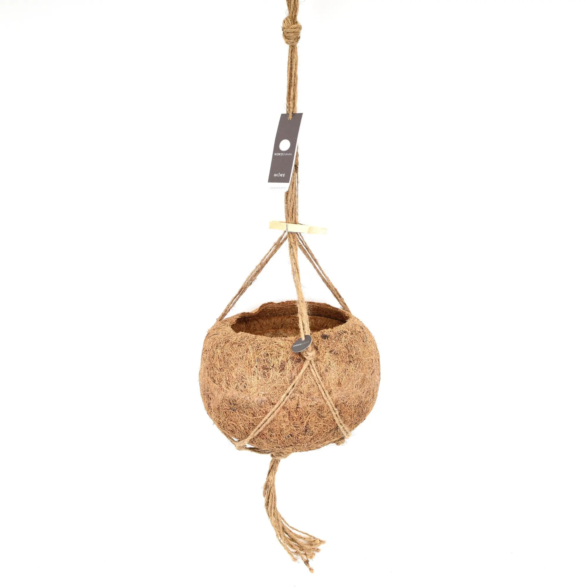 Hängeampel Kokodama Kokosfasern 25 x 25 cm braun