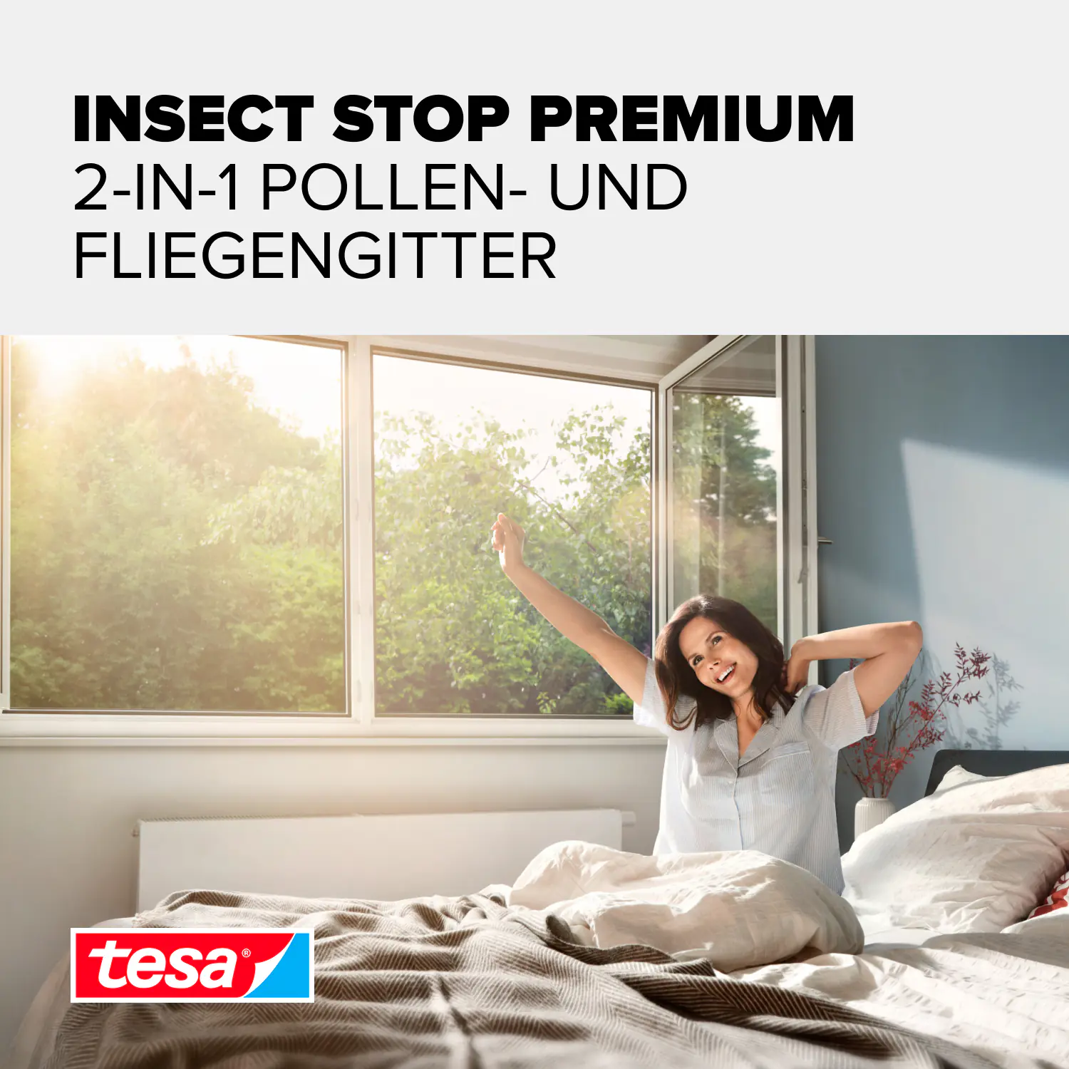 tesa Pollenschutzgitter 130 x 150 cm Anthrazit