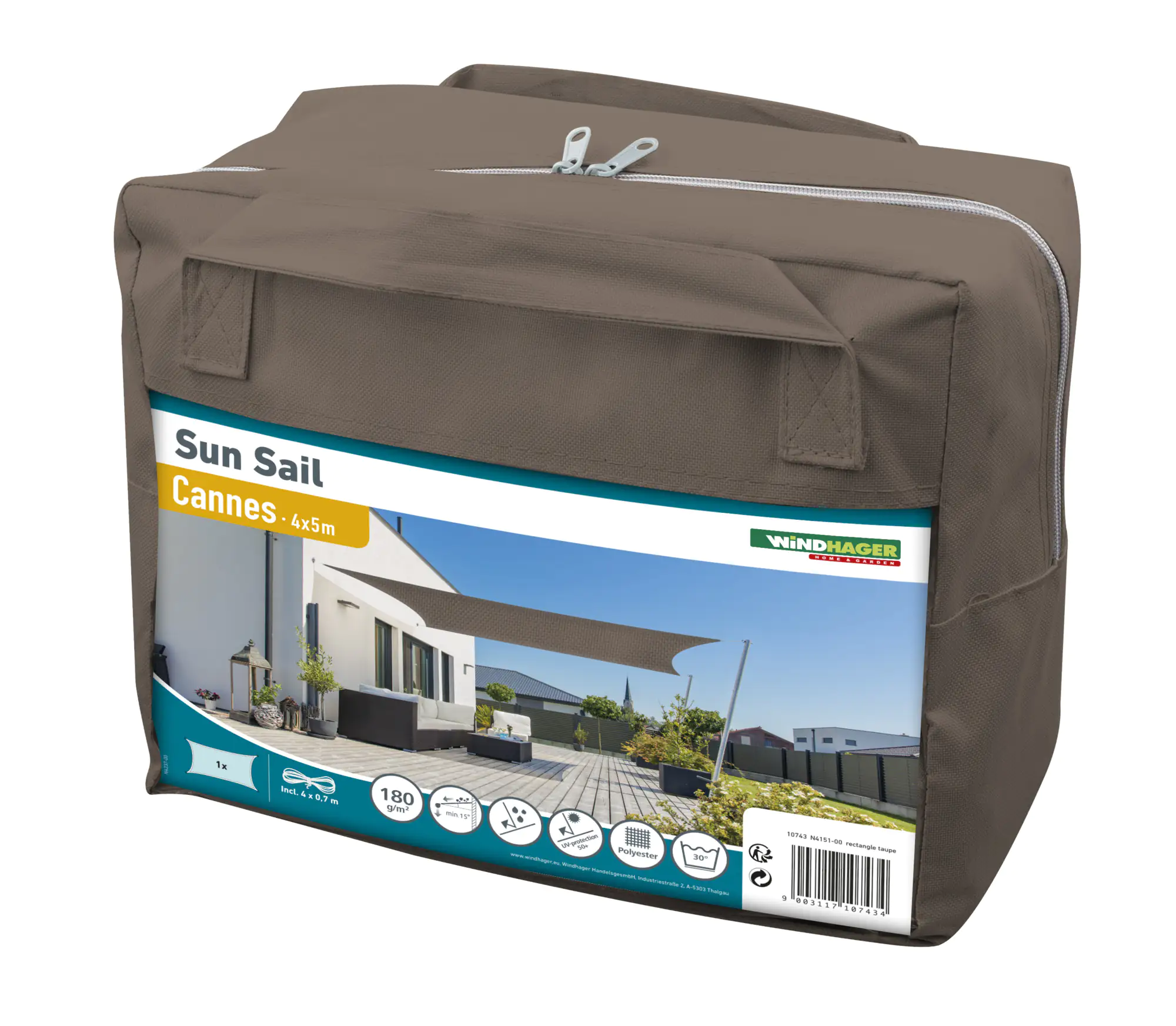 Windhager Sonnensegel Cannes taupe 4 x 5 m
