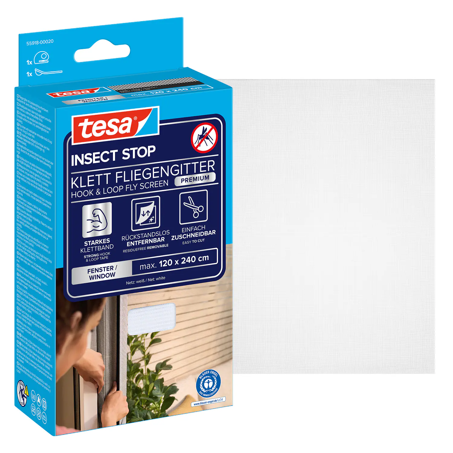 tesa Insektenschutz-Fenster COMFORT 120 x 240 cm weiß