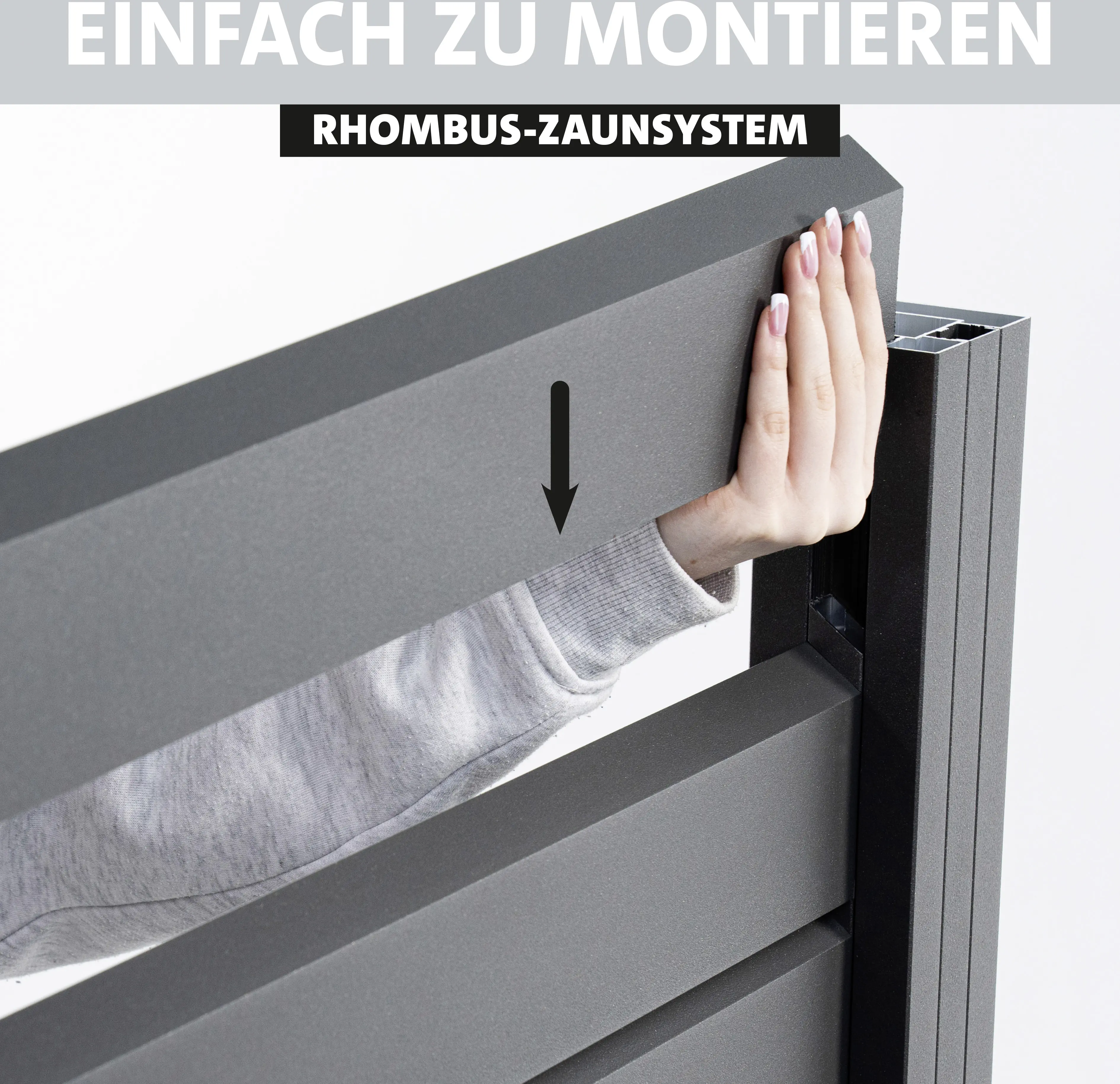 Ambiente Alu-Zaun Grundset Rhombus MINI 187 x 184,2 cm grau