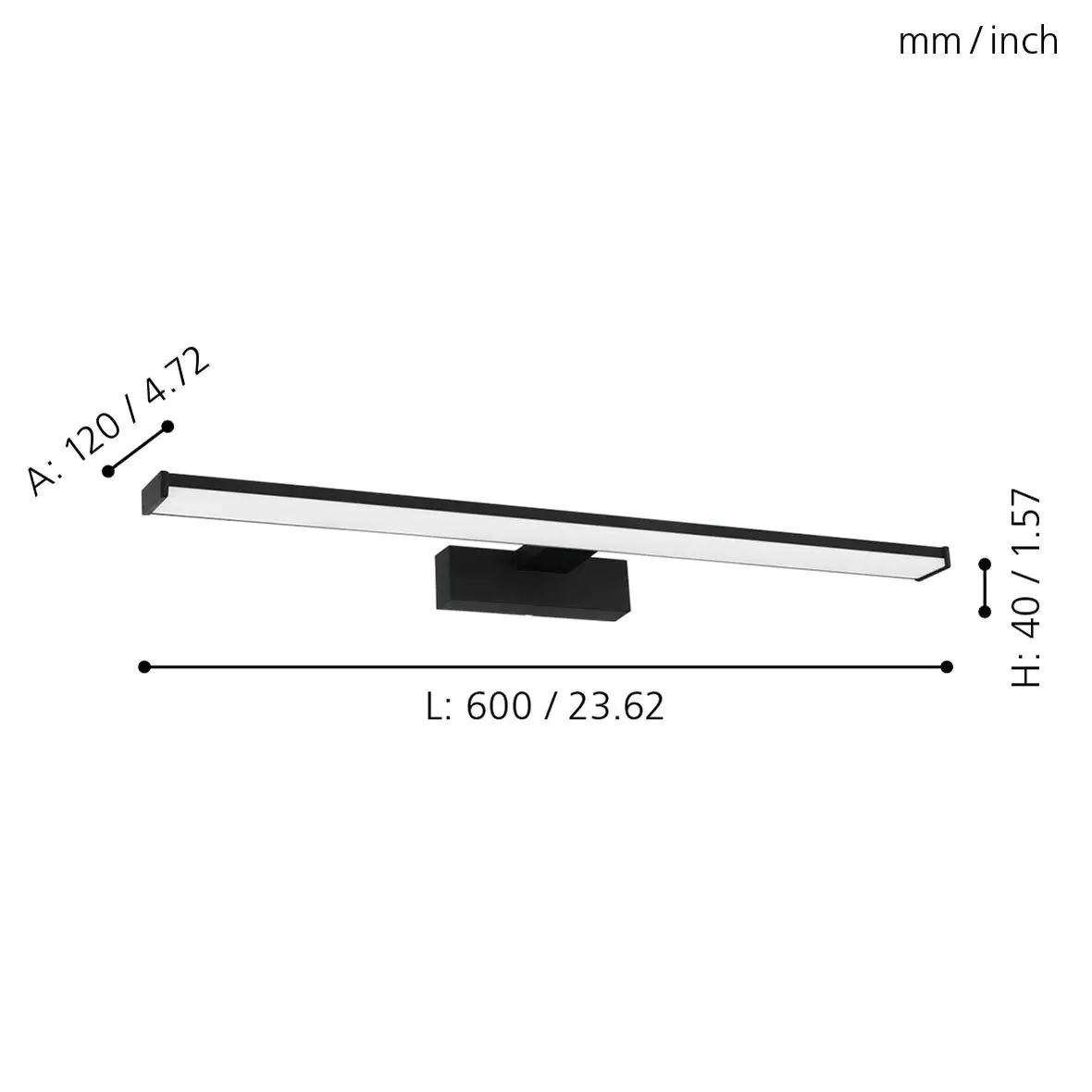Eglo LED Spiegelleuchte Pandella 1 schwarz 60 x 4 cm neutralweiß