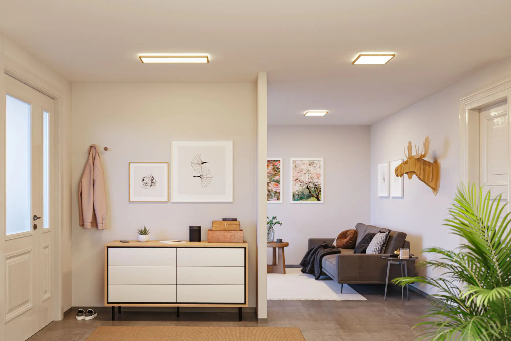 Paulmann LED Deckenleuchte Atria Shine Backlight Holzoptik eckig 29,3 x 29,3 cm