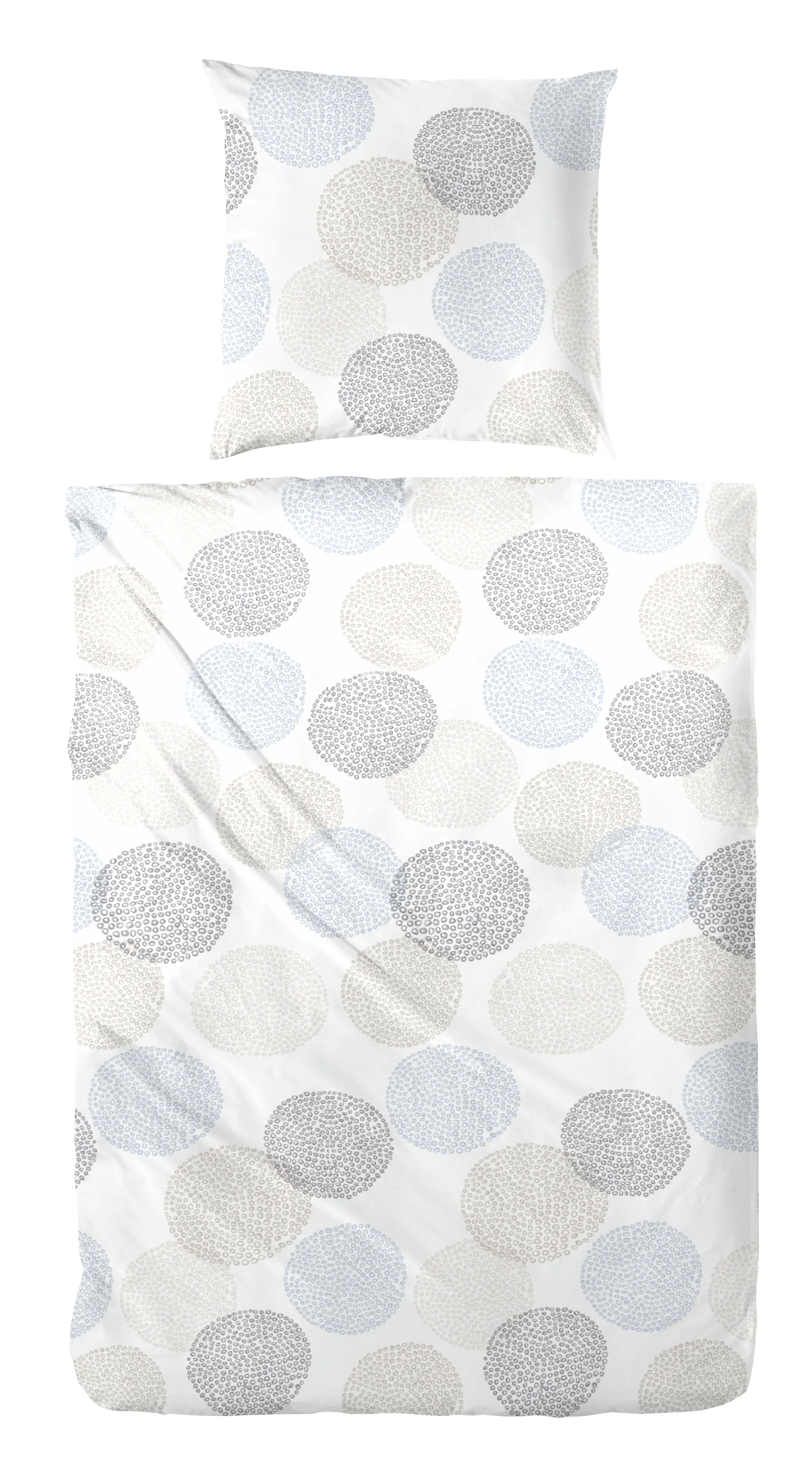 Bettwäsche Soft-Seersucker Kreise blau-beige 135 x 200 cm