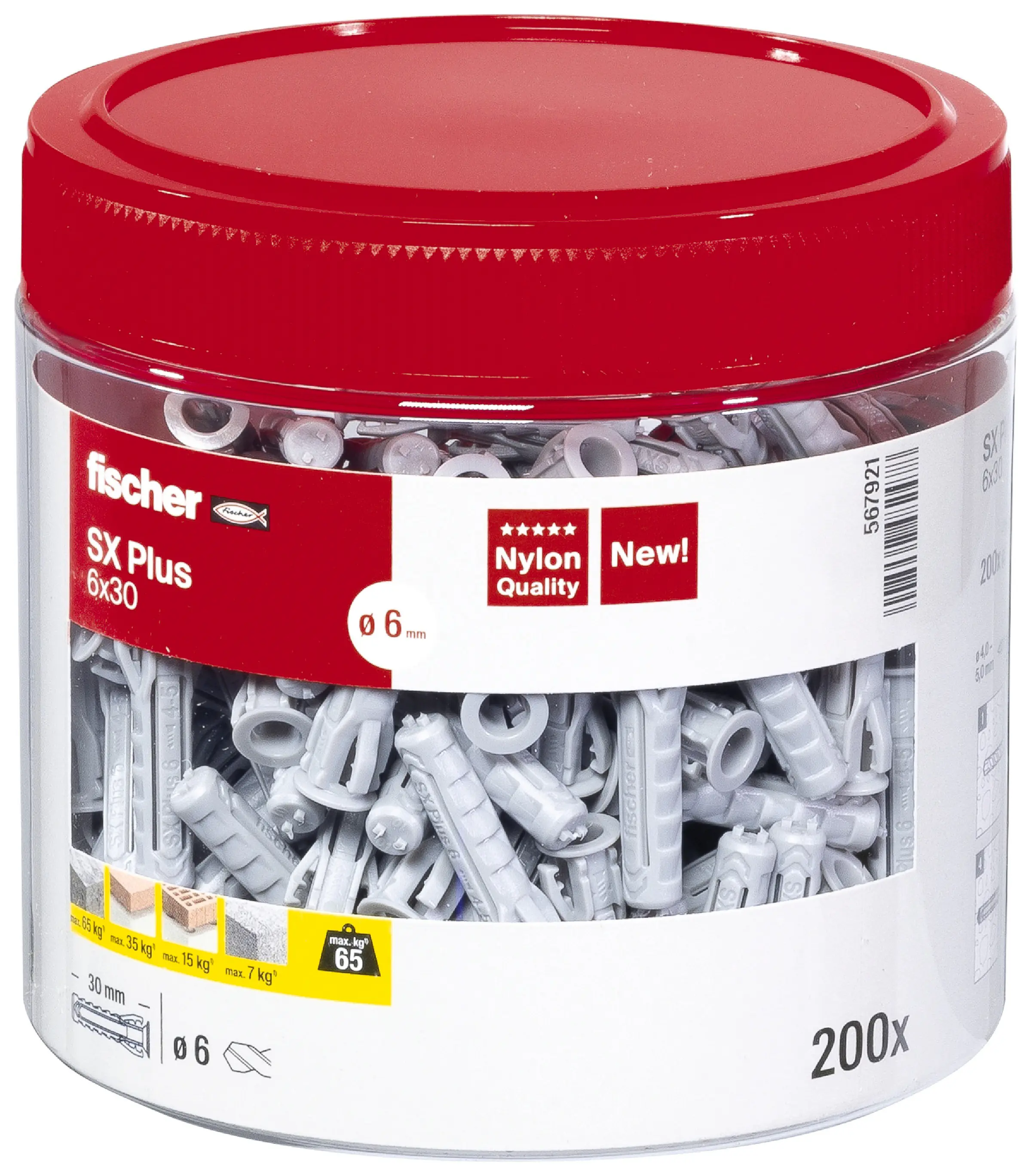 Fischer Spreizdübel SX Plus 6.0 x 30 mm - 200 Stück