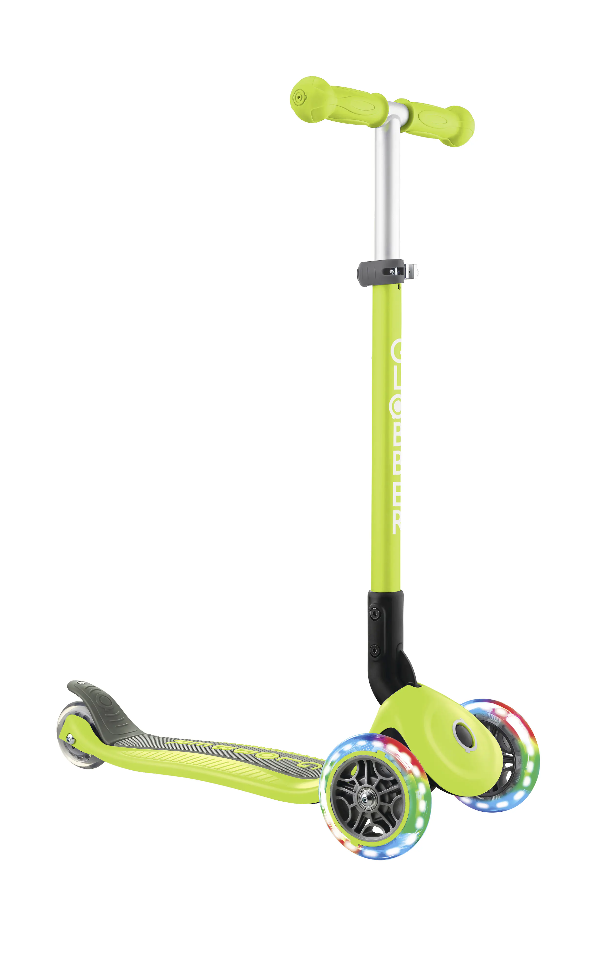 Globber Scooter Primo Foldable lime grün mit Leuchtrollen