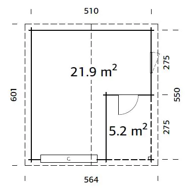 Palmako Fertiggarage Roger 510 x 550 cm mit Sektionaltor naturbelassen