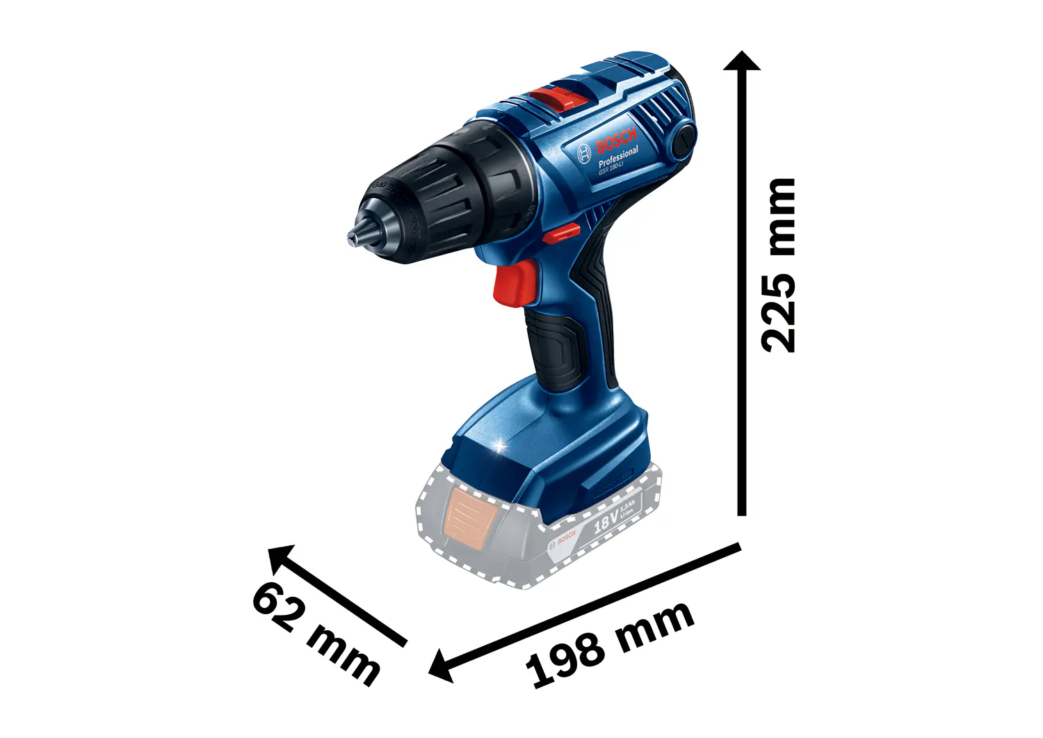 Bosch Professional Akku-Bohrschrauber GSR 180 LI inkl. 2x Akku 