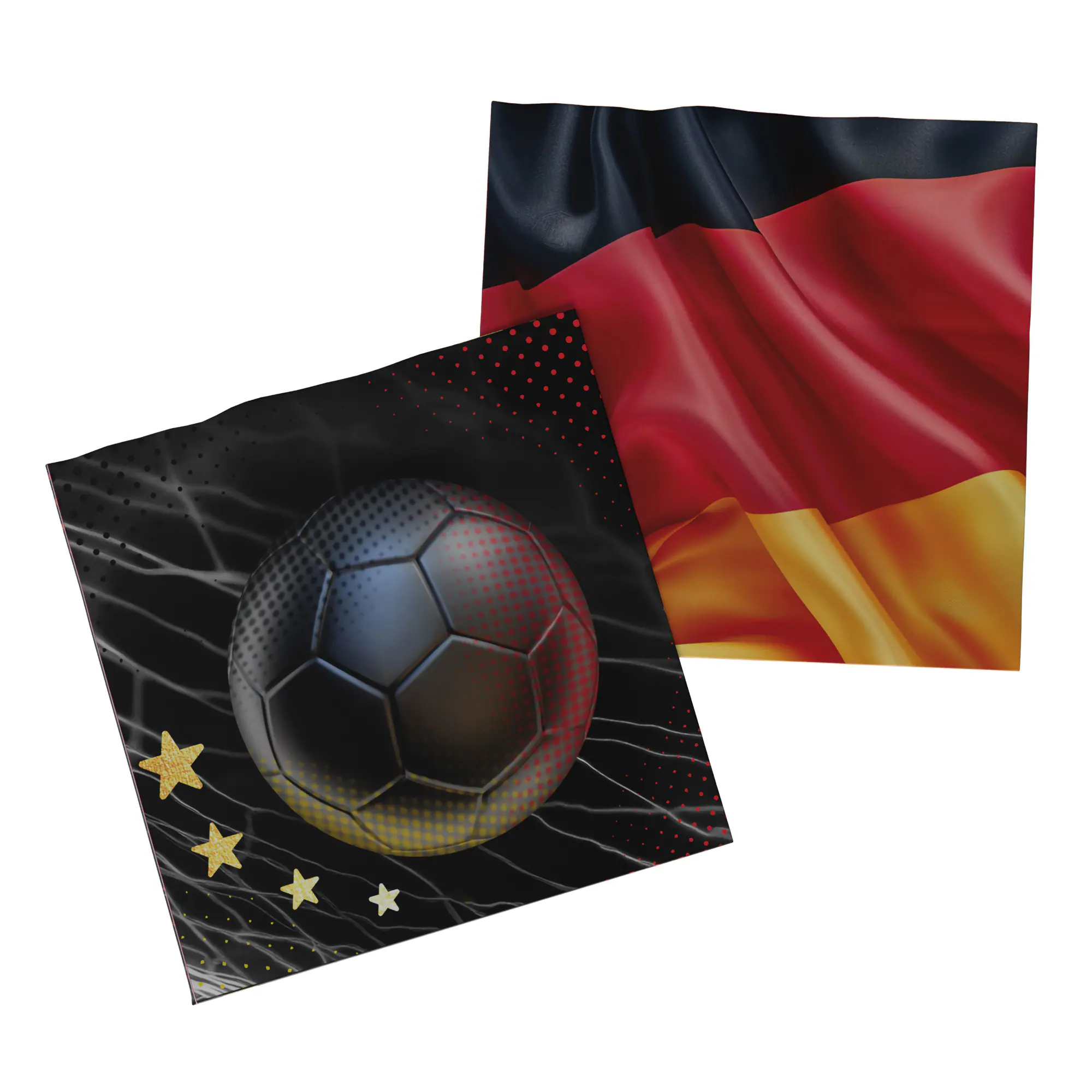 Servietten Fußball 4 Sterne bunt 33 x 33 cm - 20er Pack