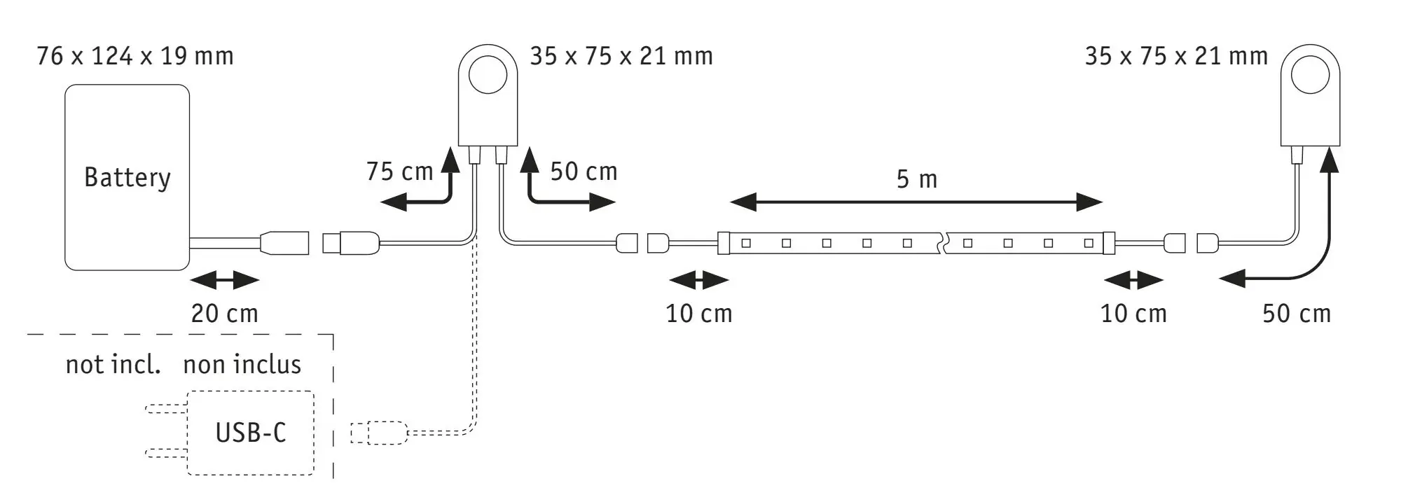 Paulmann LED-Streifen Set MaxLED mit Akku 5 m 5 W warmweiß