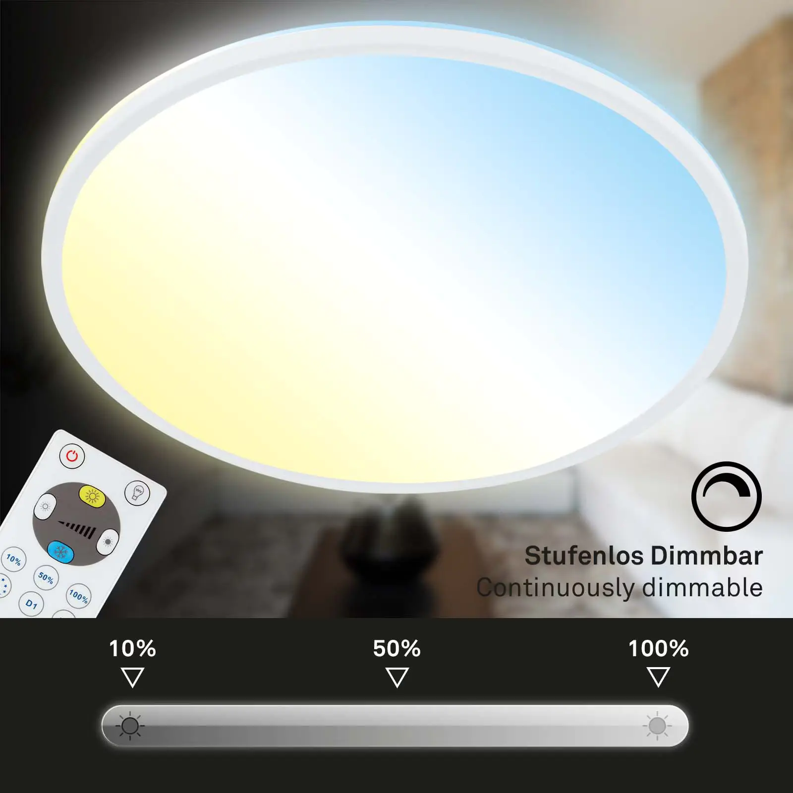 Briloner LED Panel Slim Ø 29,3 cm, weiß, utraflach CCT