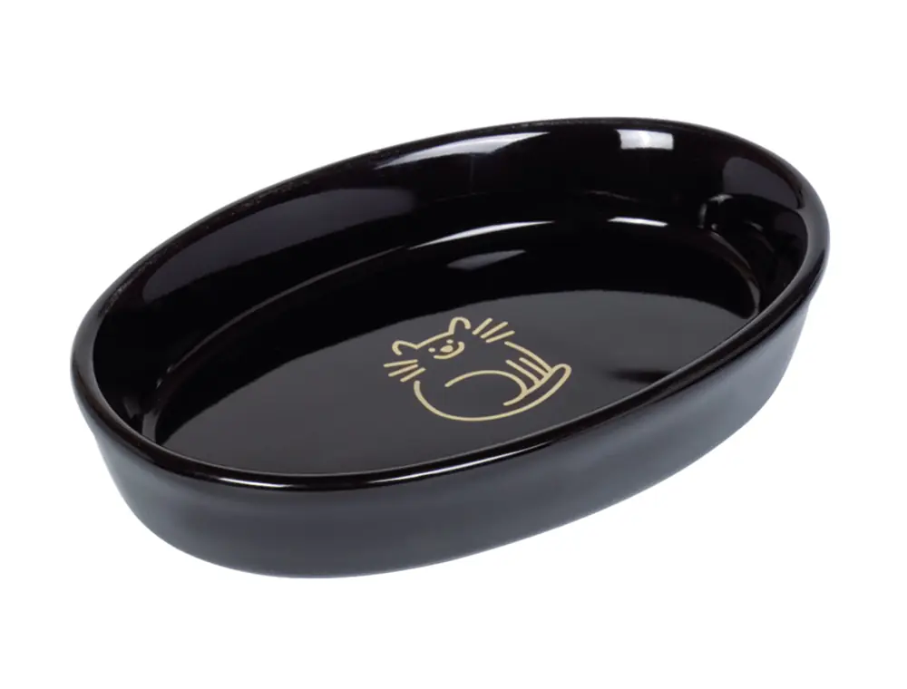 Nobby Keramikschale oval Golden Cat schwarz 120 ml