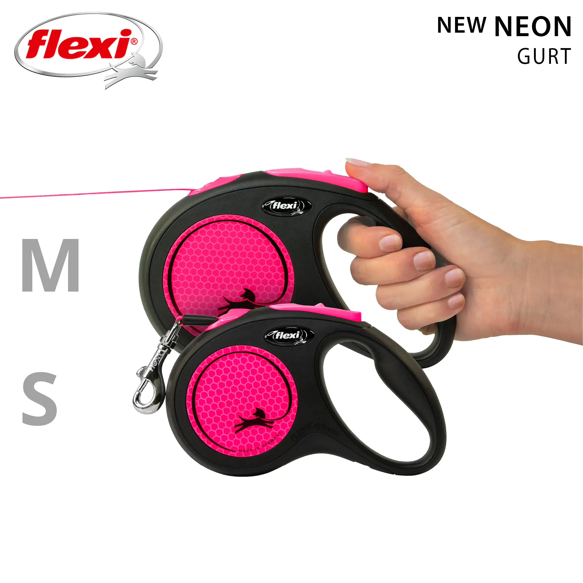 Flexi Hundeleine New Neon Gurt M neonpink