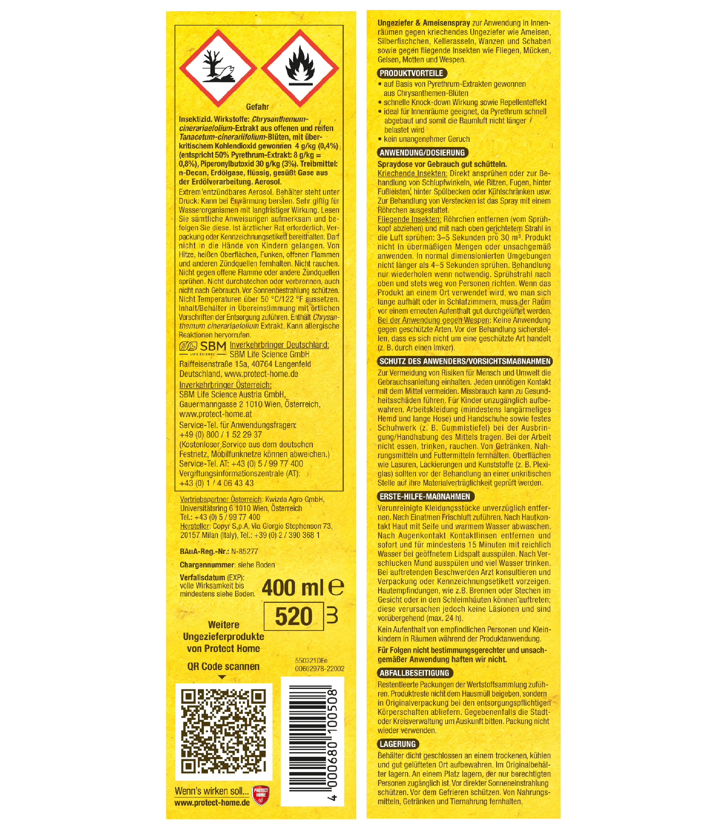 Protect Home Natria Ungeziefer & Ameisen Spray 400 ml
