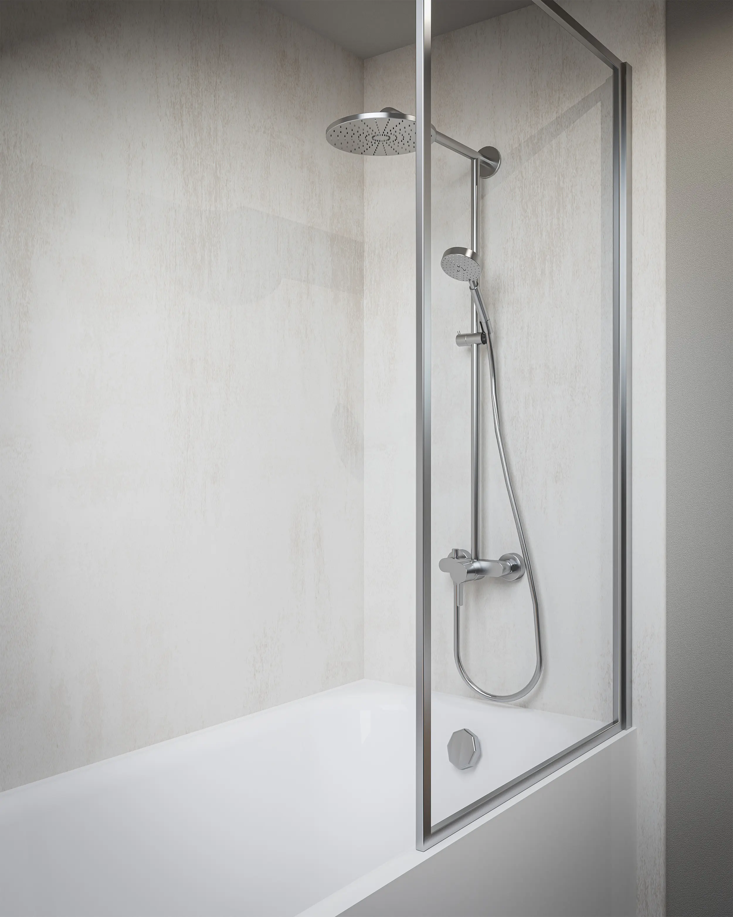 Wetwall Elite Wandpaneel  Warm Plaster 16 x 242 cm mit abgerundeter Abschlusskante