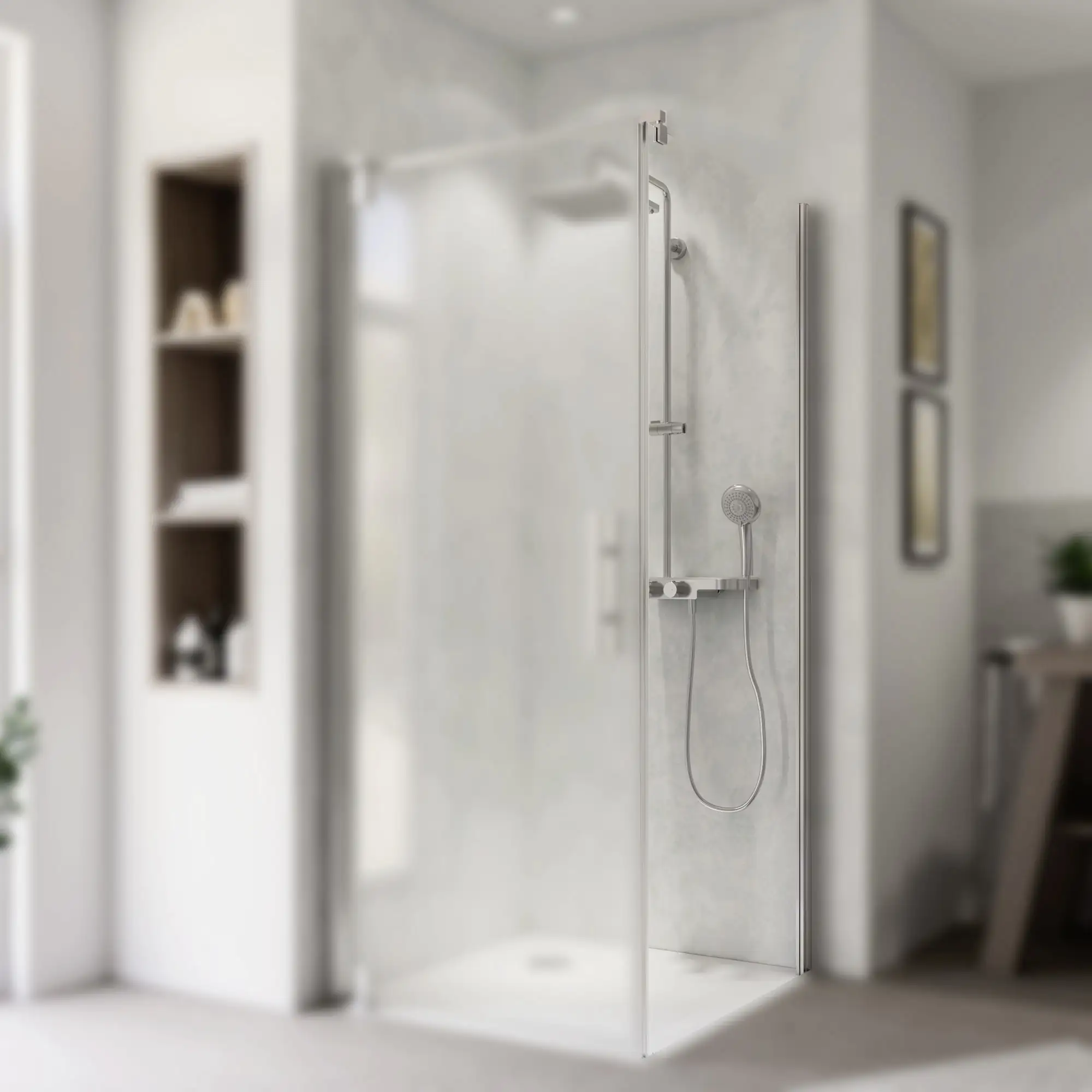 Breuer Europa Design Seitenwand rechts 90 x 200 Alu chrom Anschlag rechts