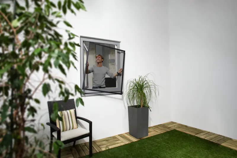 TrendLine Fliegenschutz-Fenster SLIM 120 x 150 cm anthrazit/anthrazit kürzbar