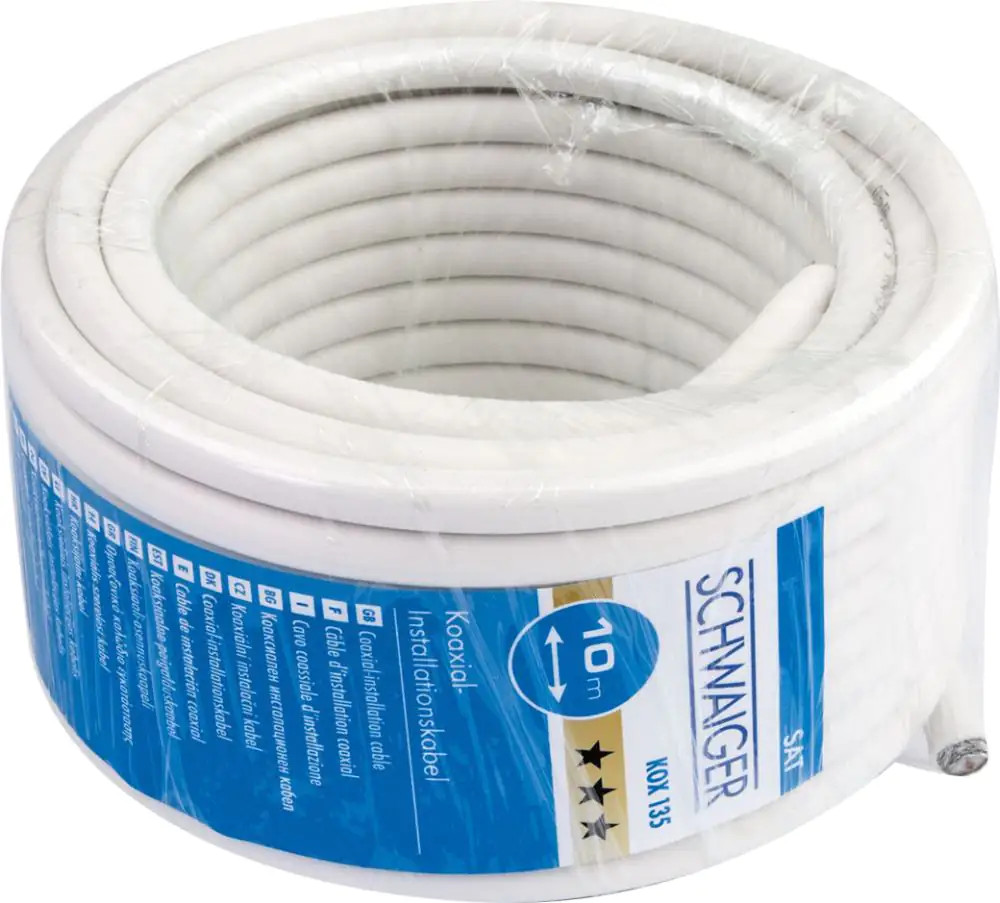 Schwaiger Koaxialkabel KOX13510 052 (135dB) weiß, 10,0m, 5-fach geschirmt, ohne F Stecker