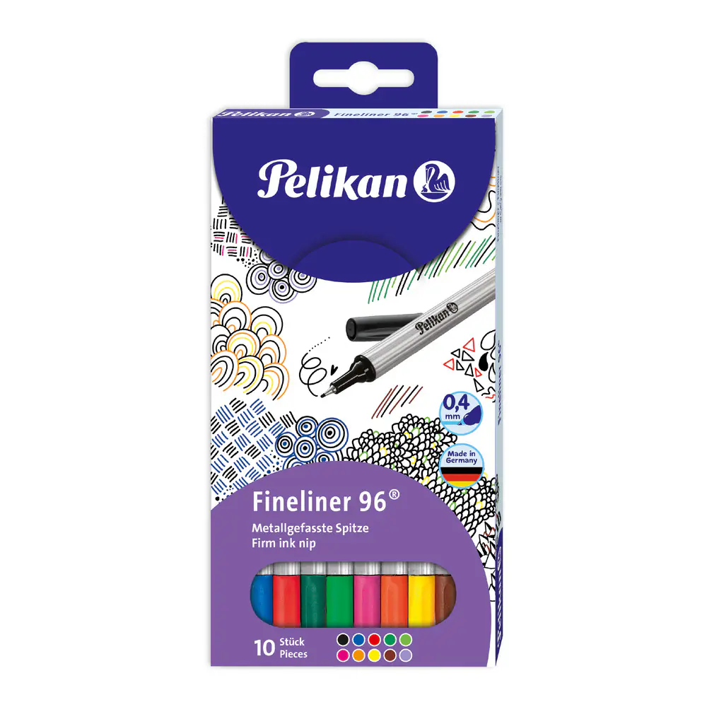 Pelikan Fineliner 96 sortiert im 10er Set mit Etui 0,4 mm
