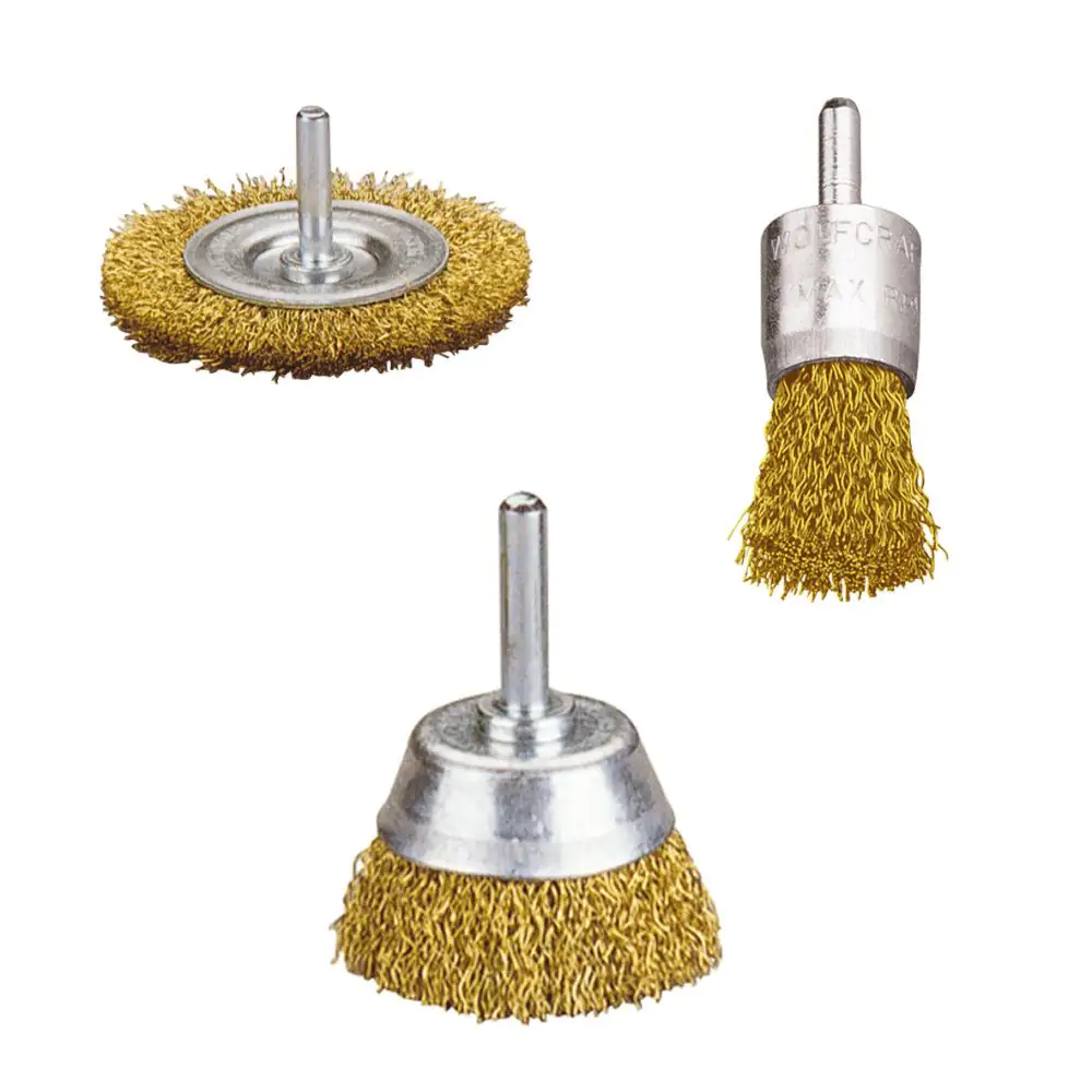 Wolfcraft Mini-Bürsten-Set 3-teilig Messing