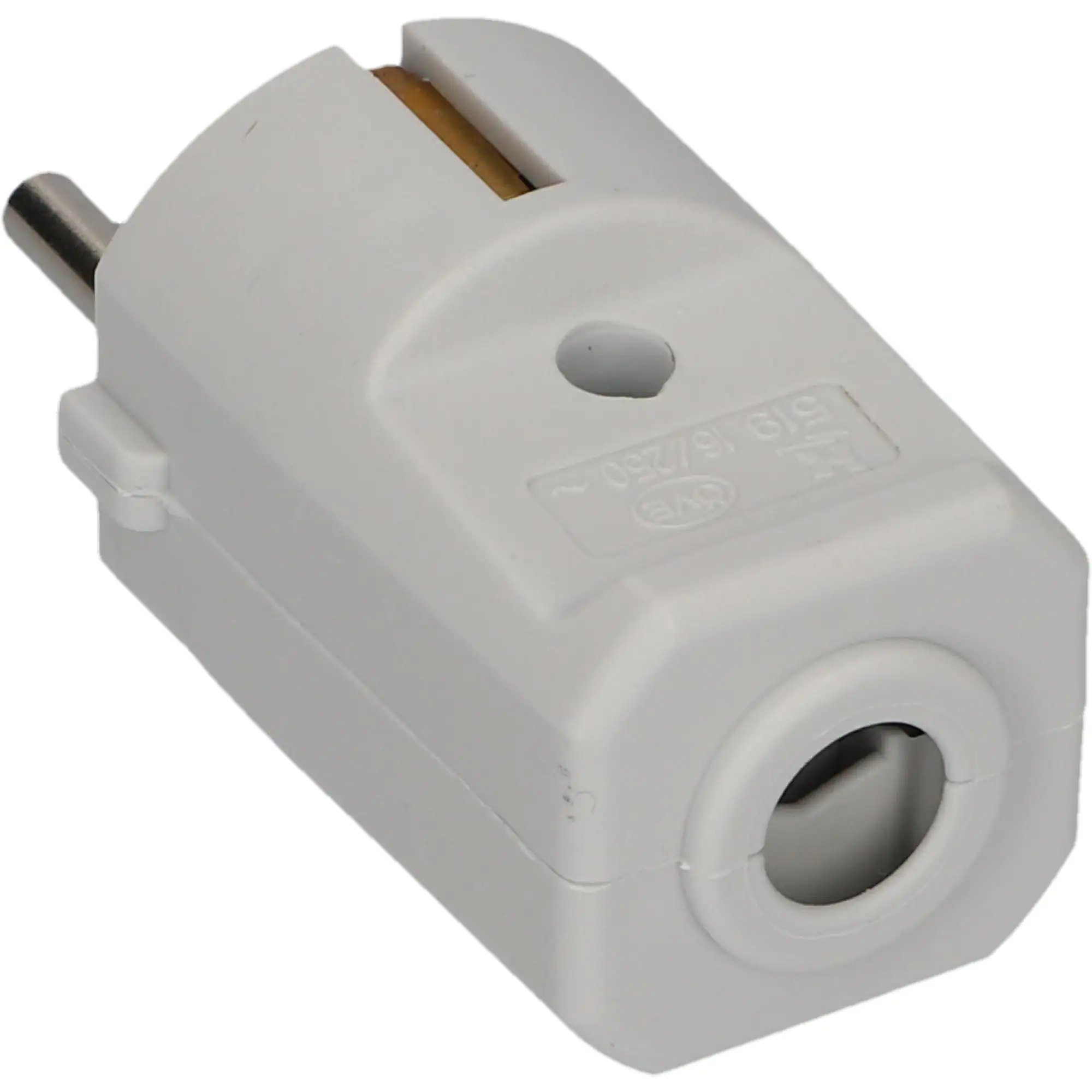 Schutzkontakt-Stecker ohne Knickschutz grau