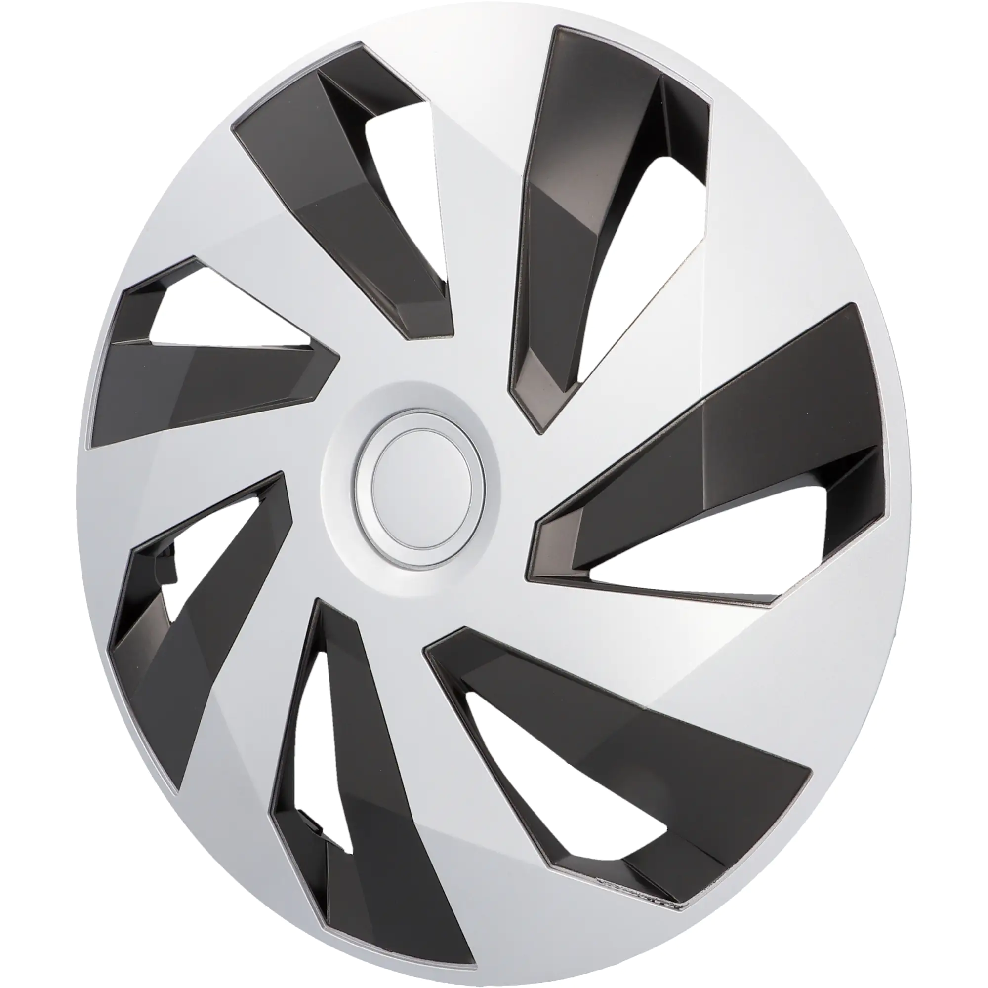 Cartrend Radzierblenden Flow 40 cm (16 Zoll) silber schwarz 4 Stück