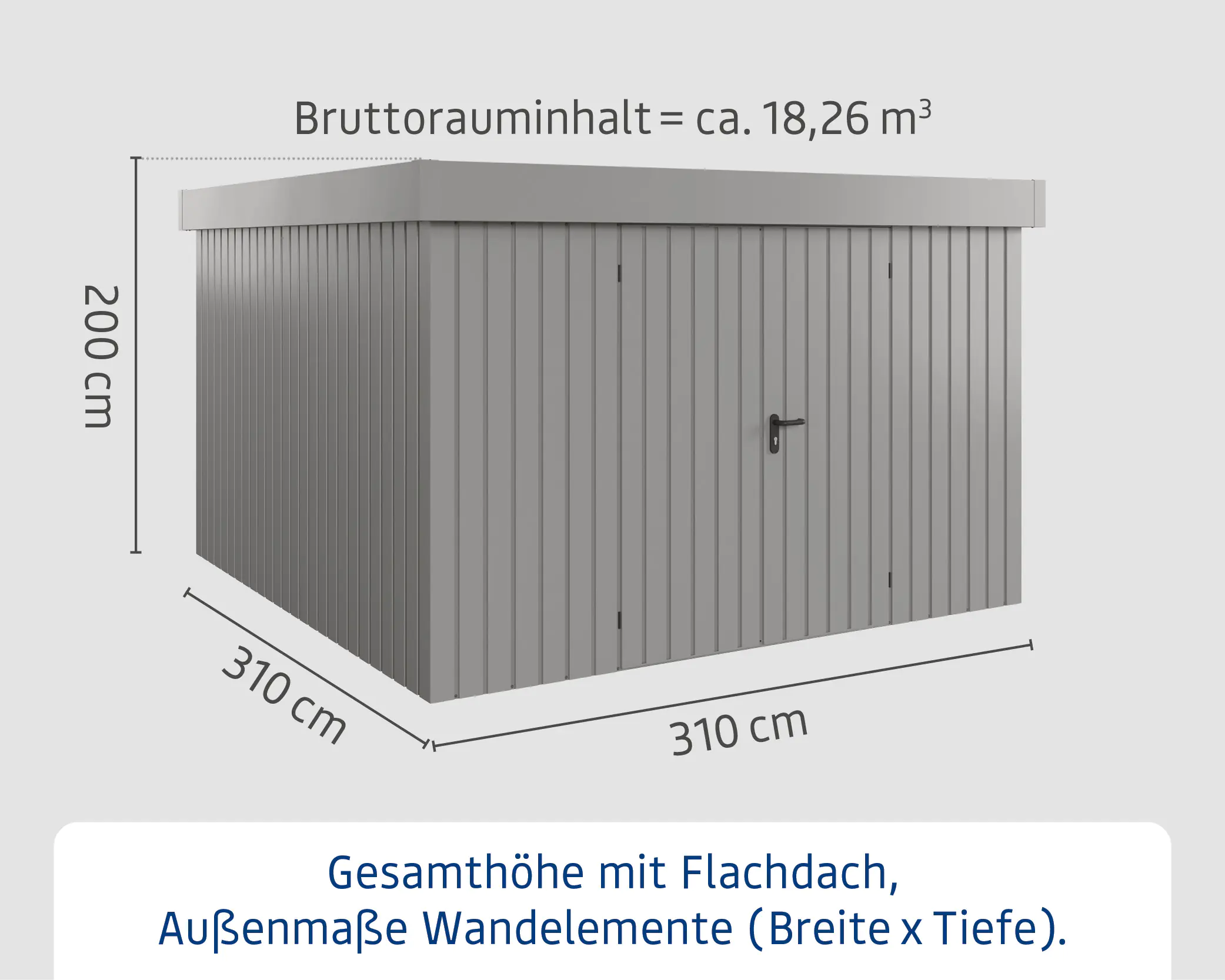 EcoStar Metallgerätehaus Euroline EFD14 aluminiumgrau 310 x 310 cm 2-flg.