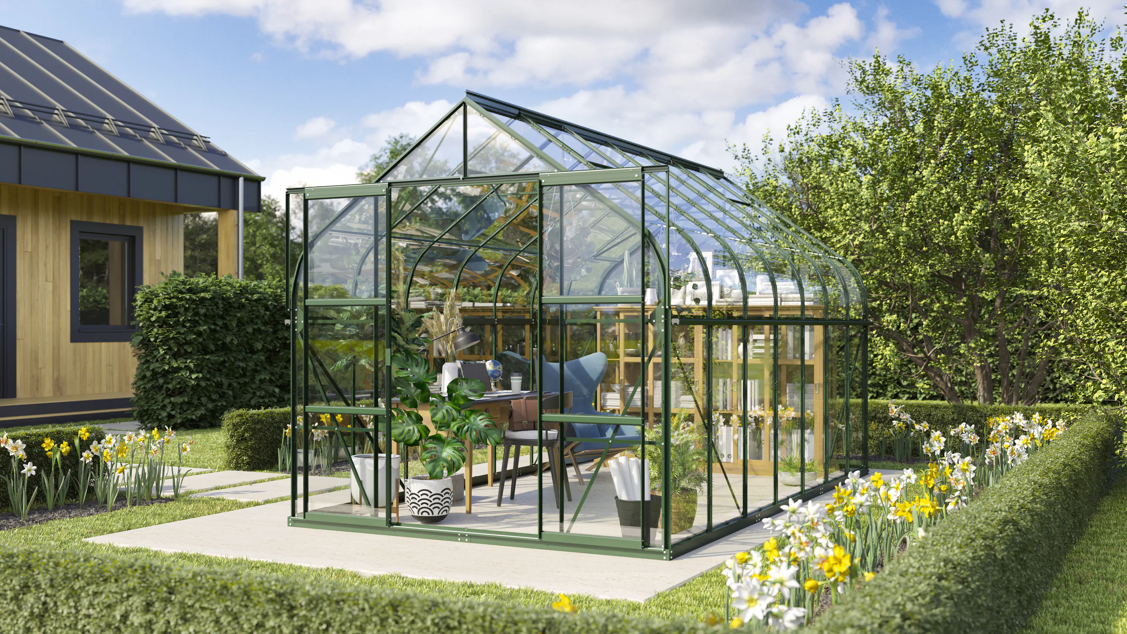 Vitavia Gewächshaus-Set-Set Dione 11500 ESG 3 mm smaragd 254 x 441 cm